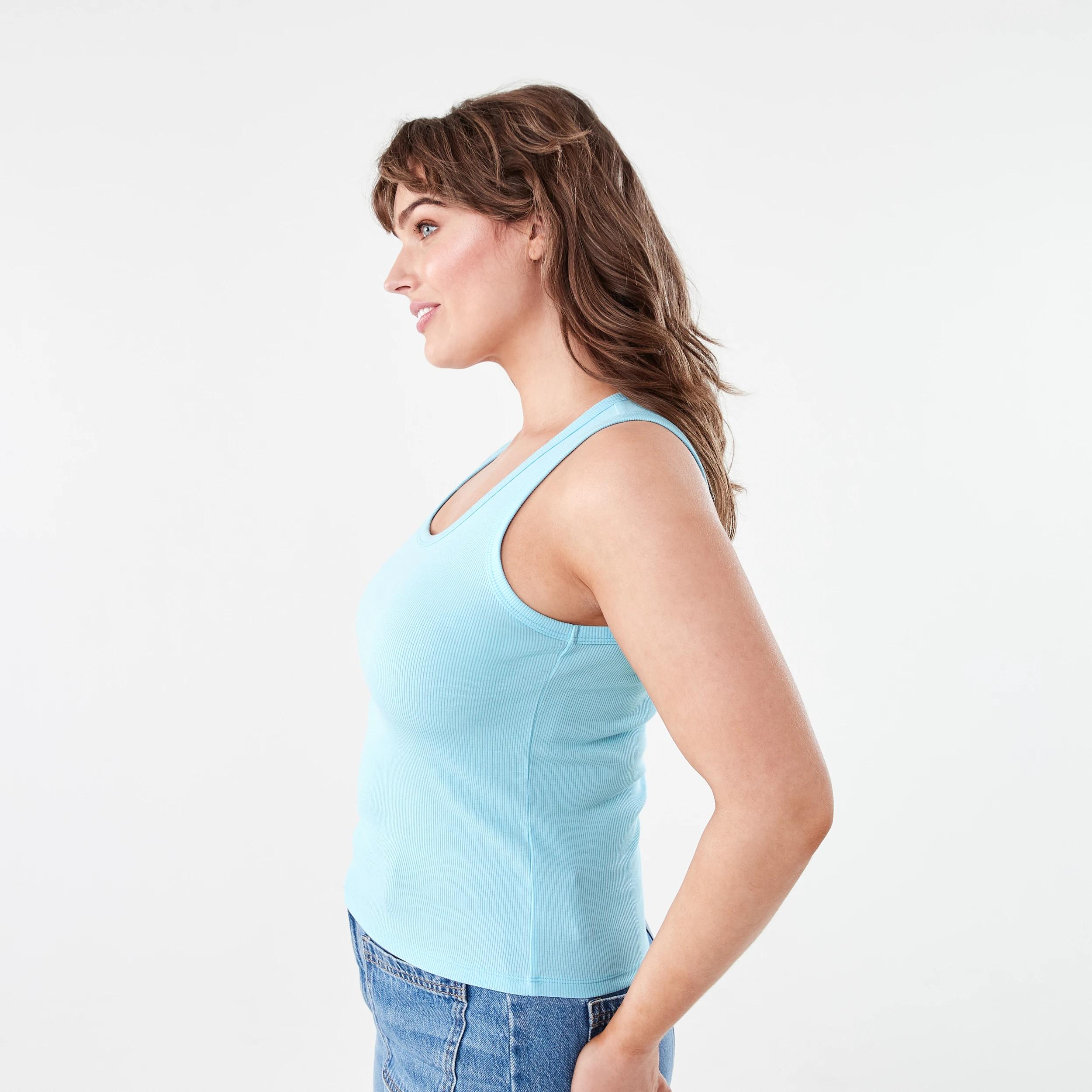 2 Sleeveless Rib Tank Clear Aqua, 2 of 5