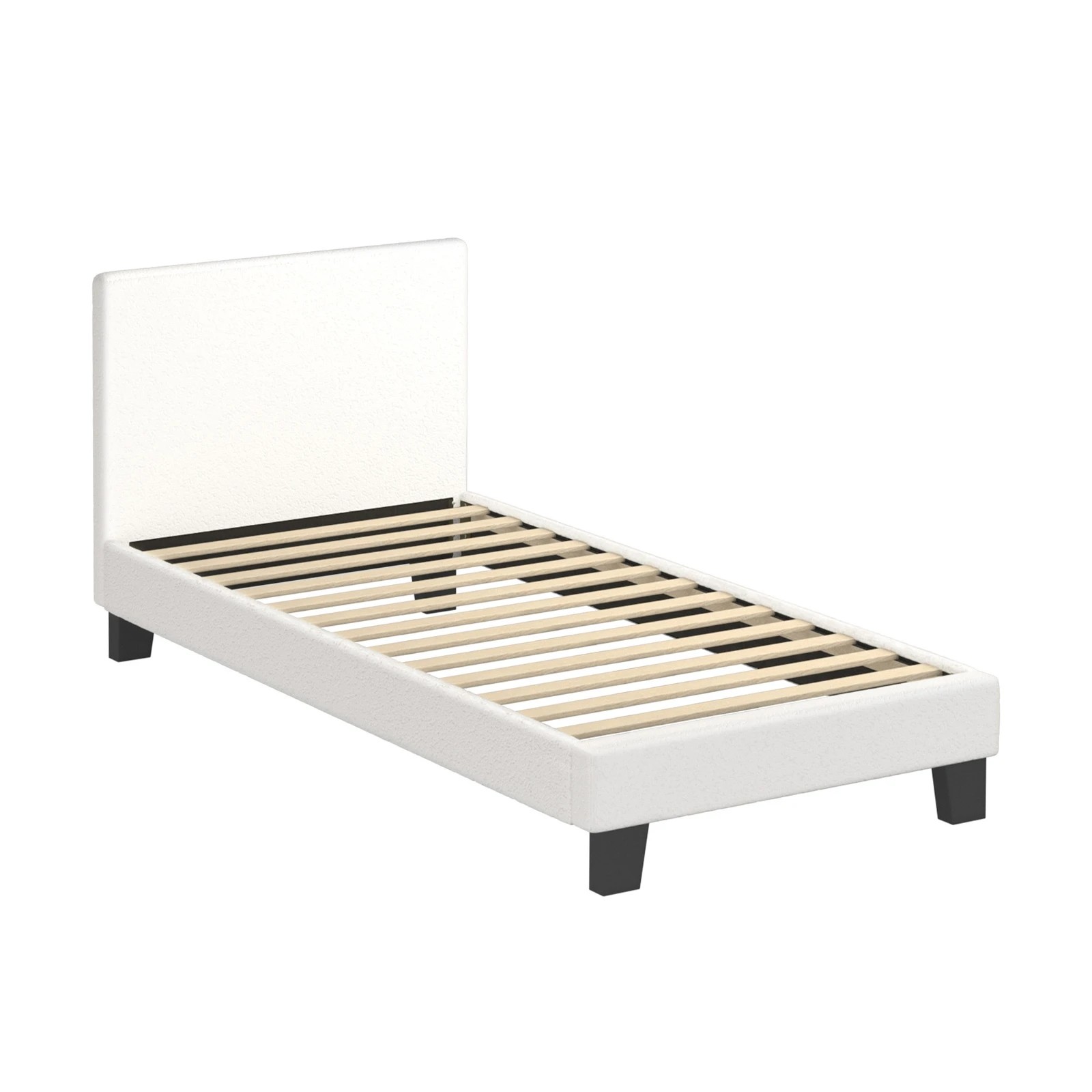 9 Oikiture Bed Frame Single Size Boucle - White, 9 of 10