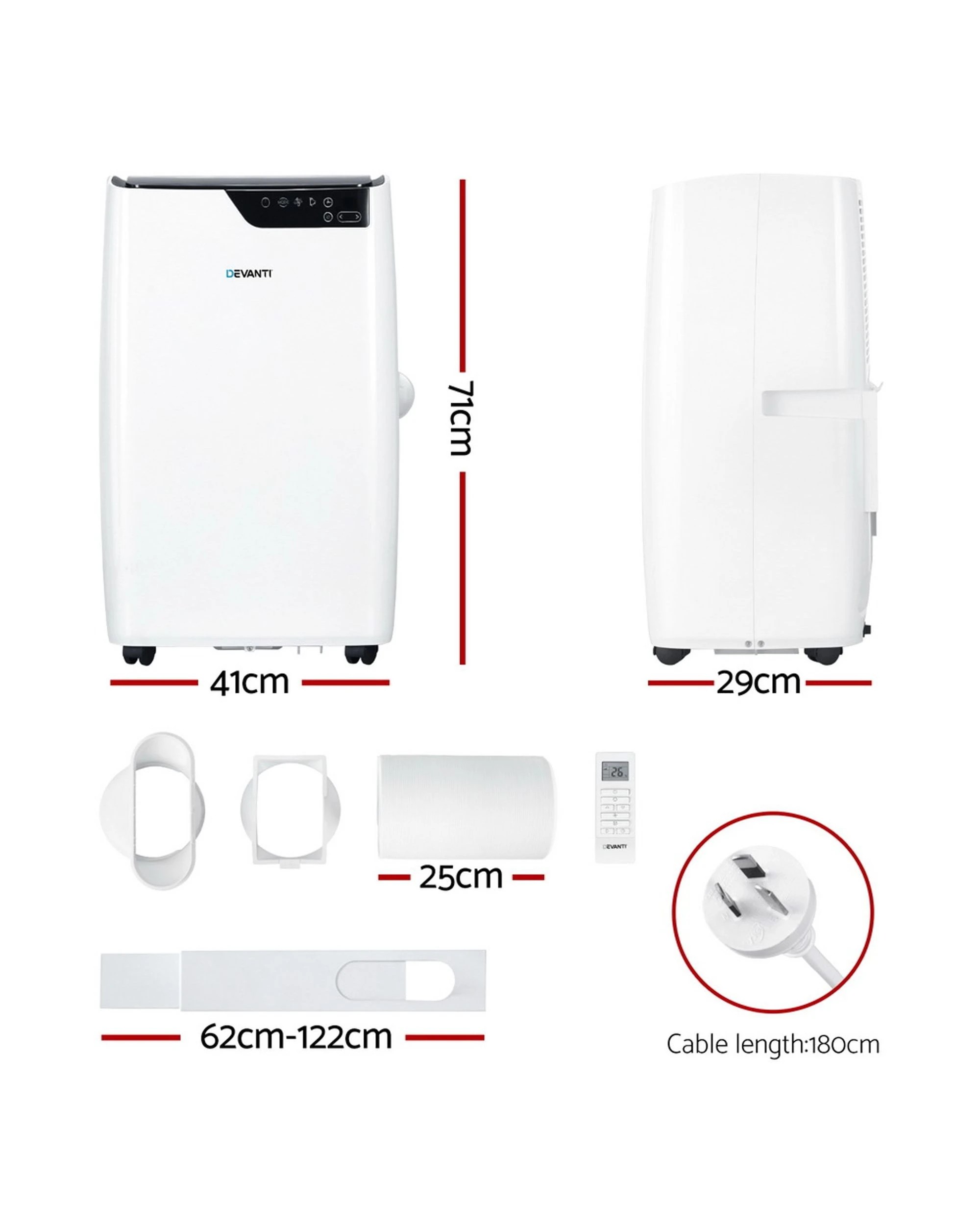 2 Devanti Portable Air Conditioner Dehumidifier Fan 12000BTU - White, 2 of 8