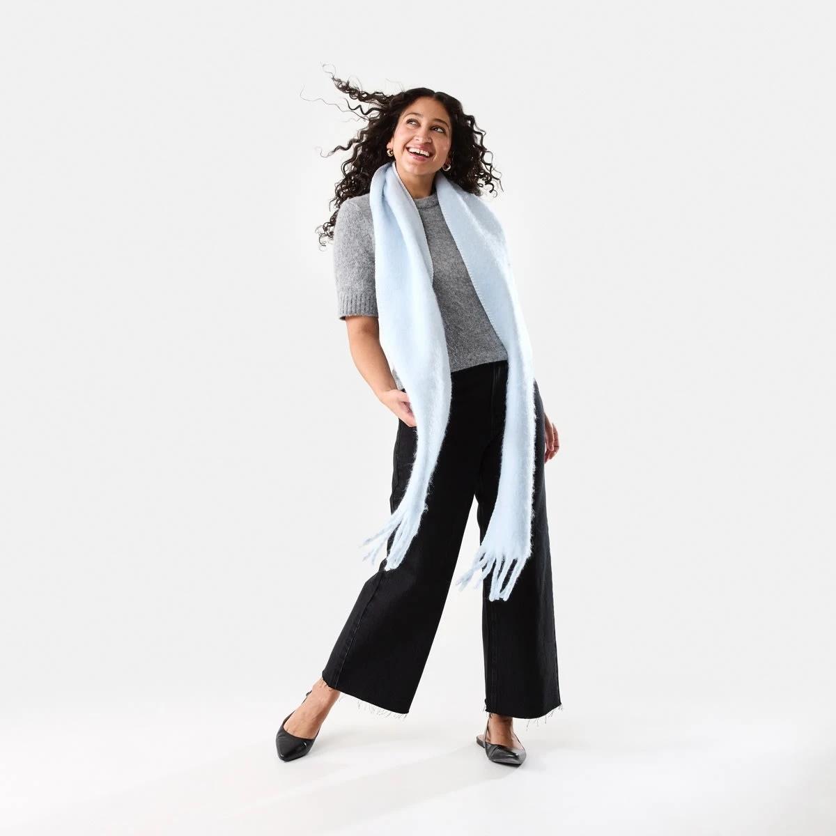 4 Blanket Stitch Scarf Blu Skyway, 4 of 6