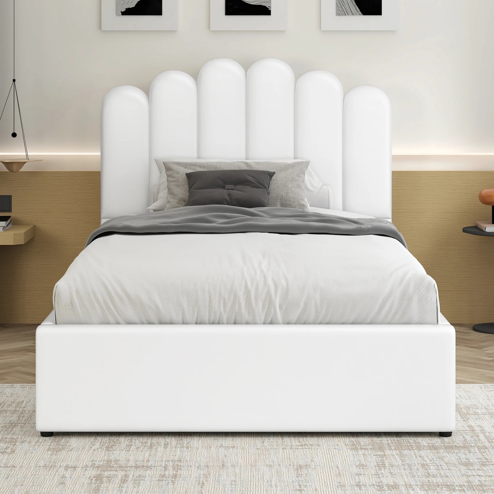 3 Alfordson Bed Frame King Single Gas Lift Storage Base Wooden Milton - White, 3 of 10