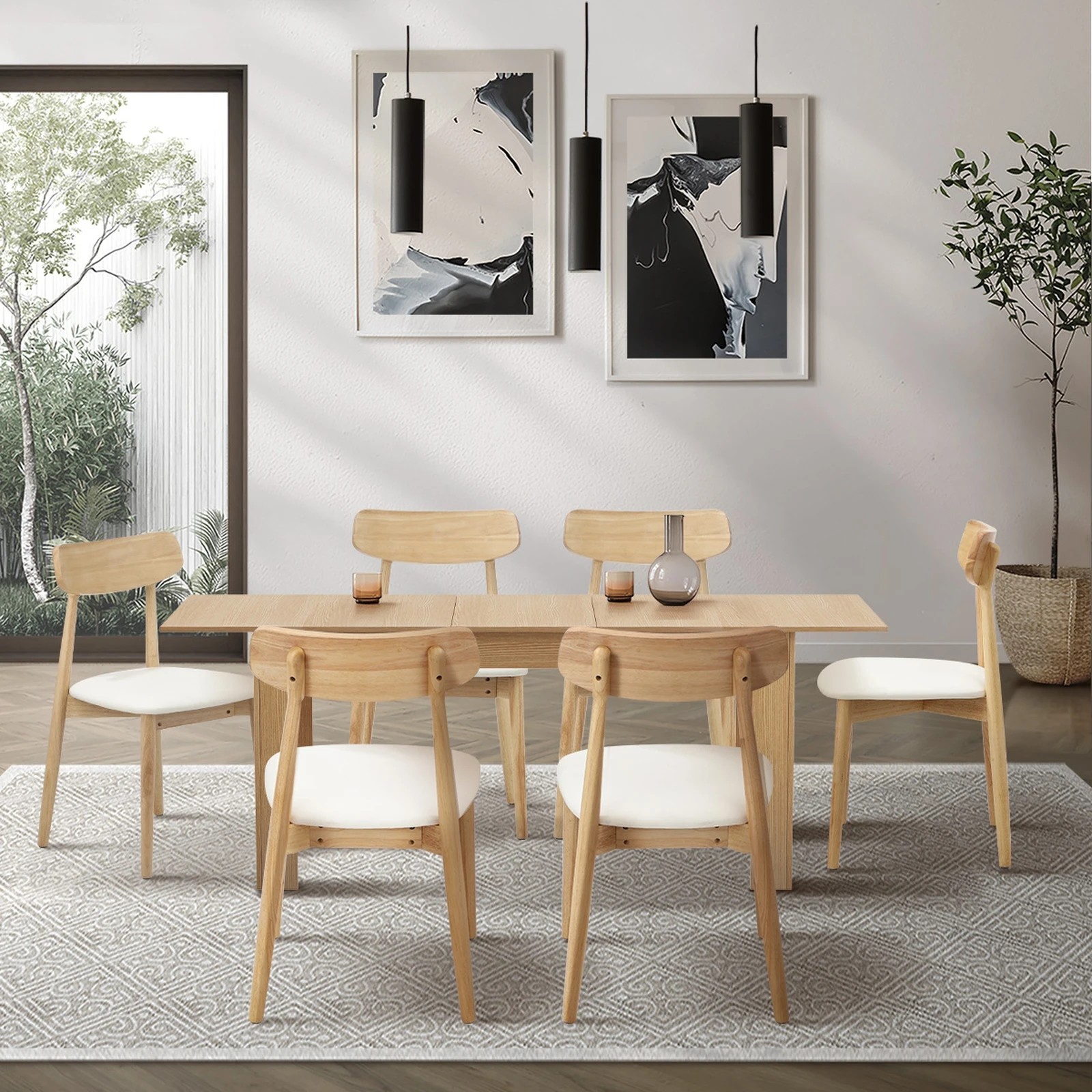 3 Oikiture 200cm Extendable Dining Table With 6x Dining Chairs Pu Leather
 - Multi, 3 of 10