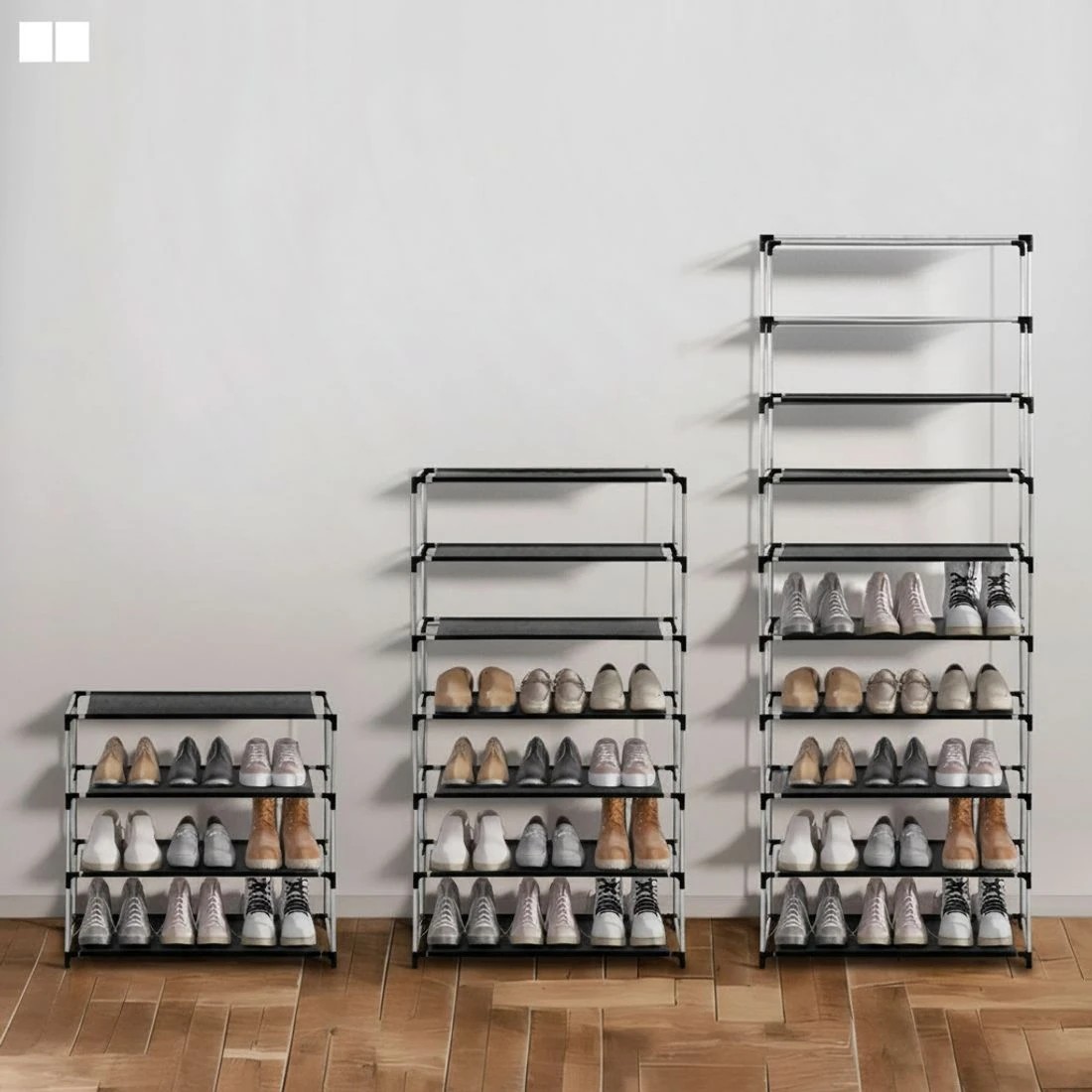 6 Artiss Shoe Rack Cabinet 10-Tier Removable Cover Dustproof Entryway Organizer Space Saving Easy Assembly - Black, 6 of 8