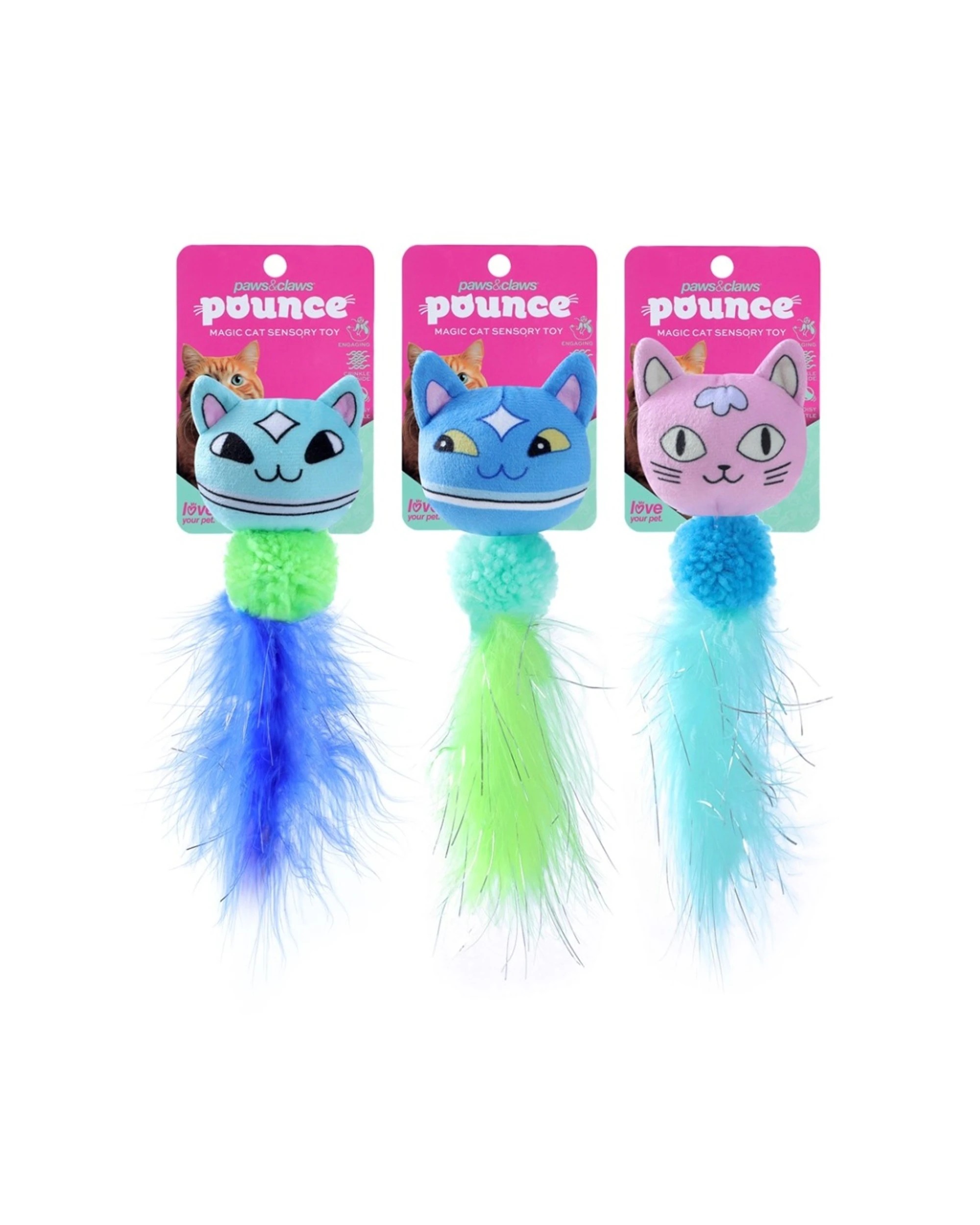 3 Paws & Claws 6PK Pounce Plush Magic Pet Cat Toy Soft Cuddly 15x5x5cm - Assorted, 3 of 8