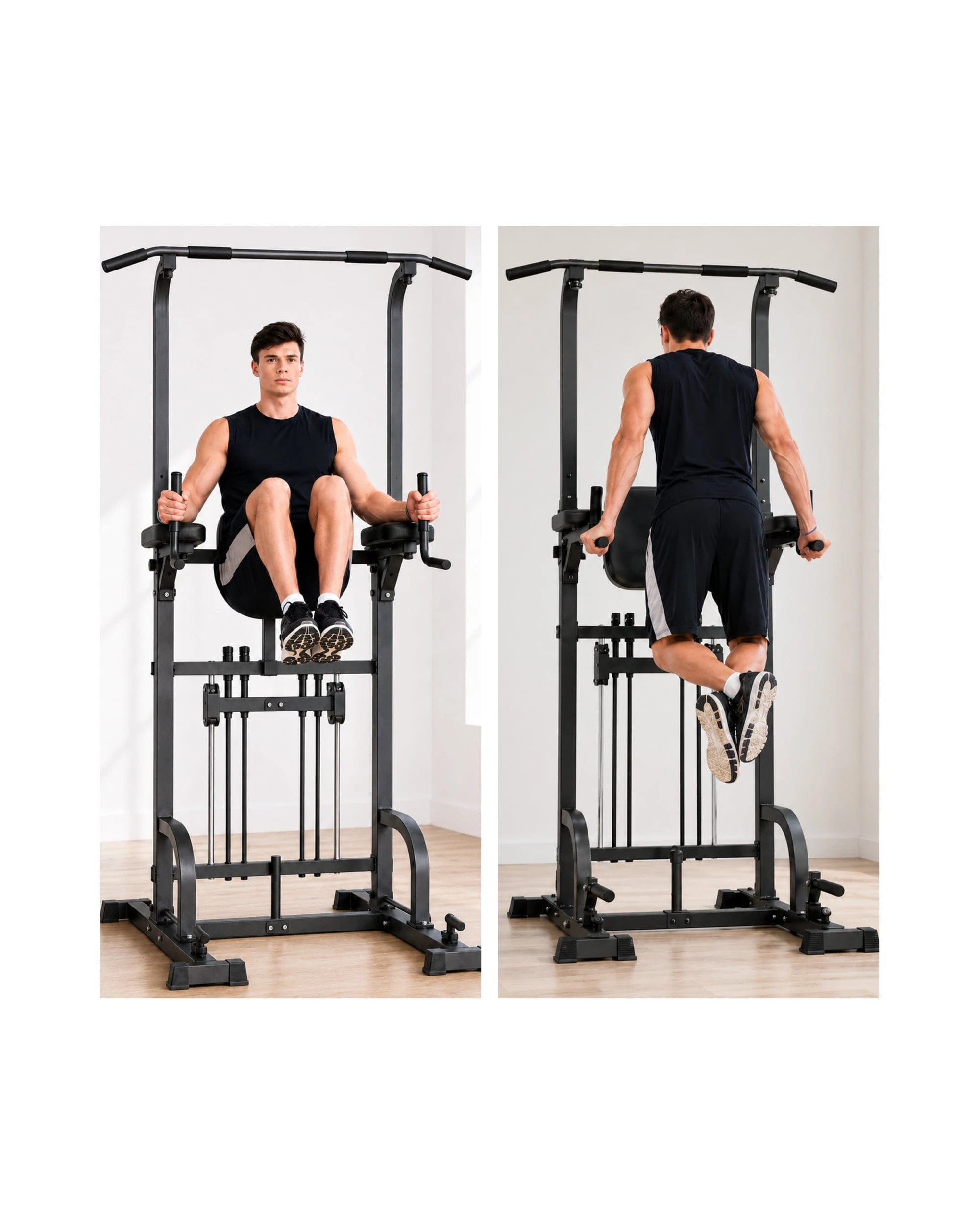 7 Powertrain Pull-Up and Dip Power Tower - Multifunction Strength Training Station - Black, 7 of 9