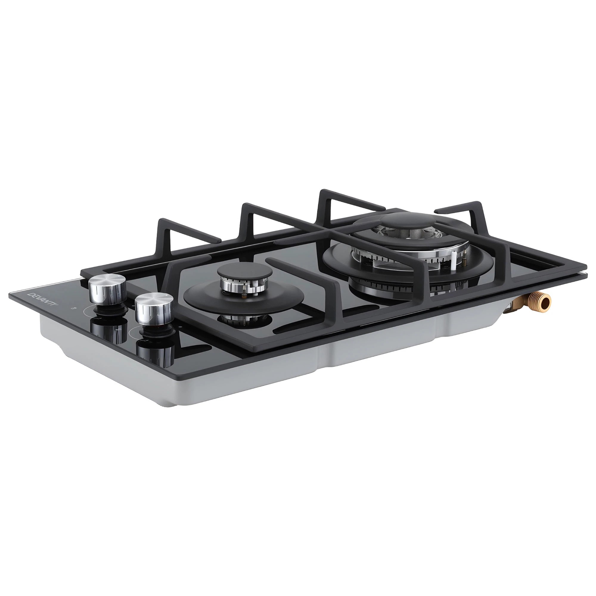 2 Devanti Gas Cooktop 30cm 2 Burner Built-in Stove Glass Cook Top NG LPG Wok Burner - Black, 2 of 3