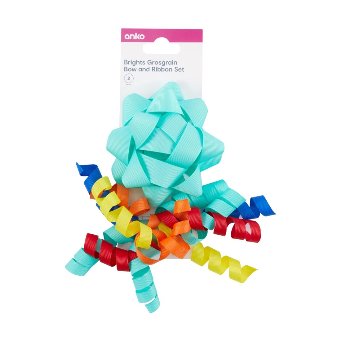 1 2 Piece Grosgrain Bow and Ribbon Set - Brights, 1 of 3