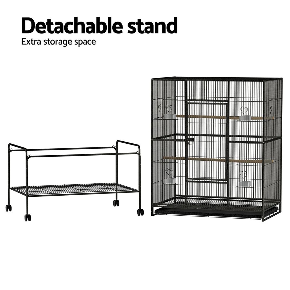 4 i.Pet Bird Cage 138cm Large Aviary - Black, 4 of 8