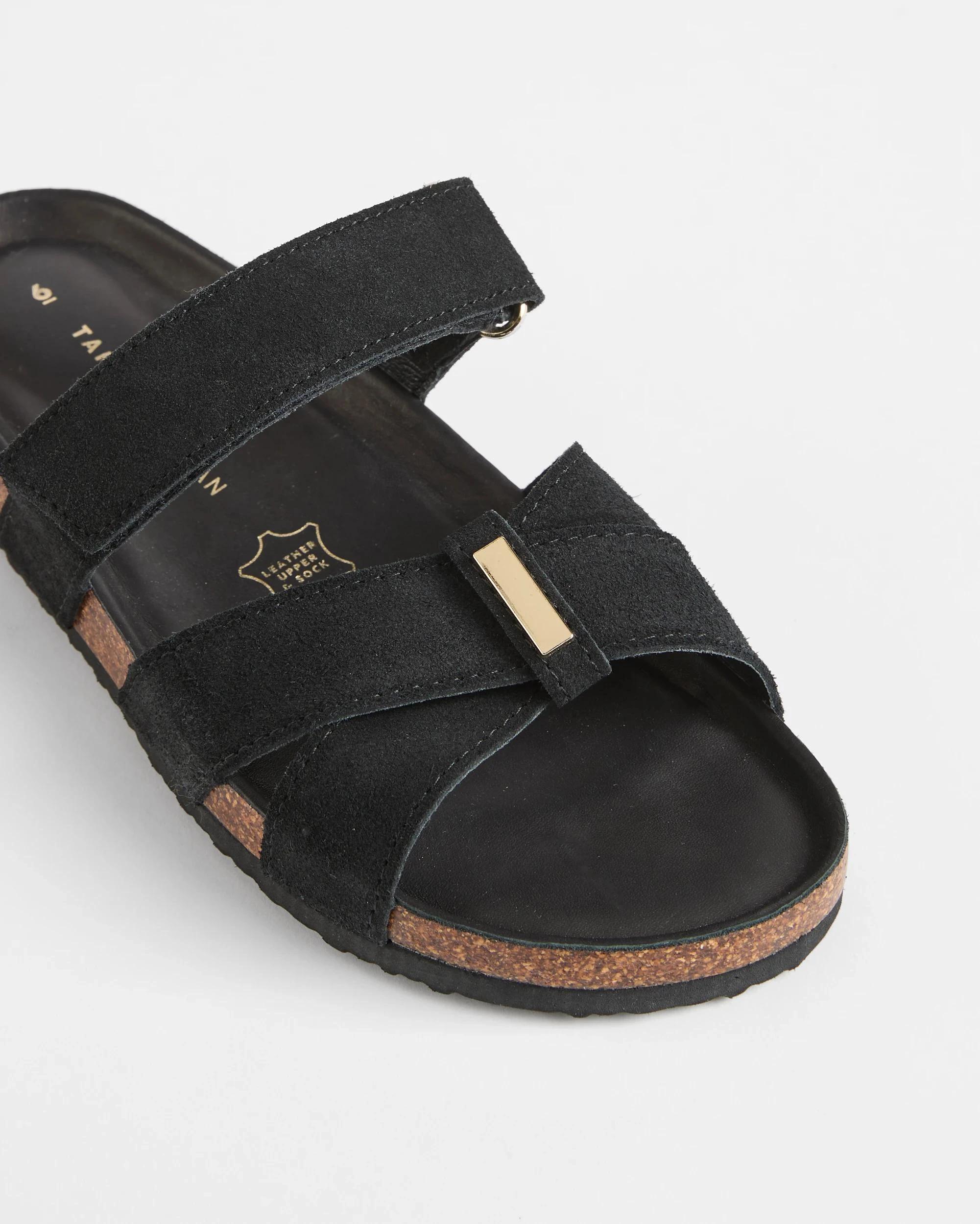 3 Target Womens Cross Strap Leather Moulded Cork Sandal BLACK, 3 of 3