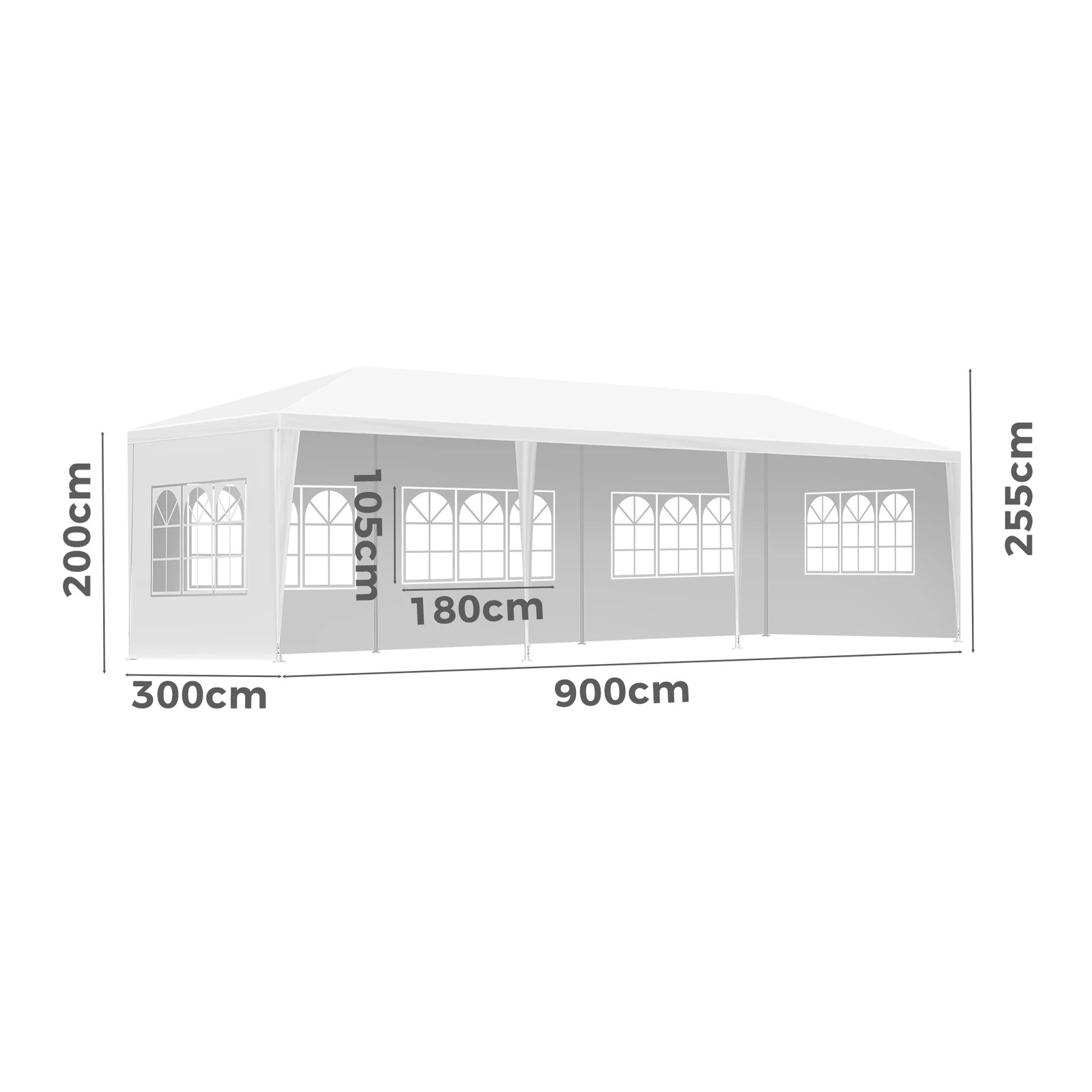 7 Alfordson Gazebo Outdoor Marquee Party Tent Camping Portable Side Wall 3x9m - White, 7 of 7