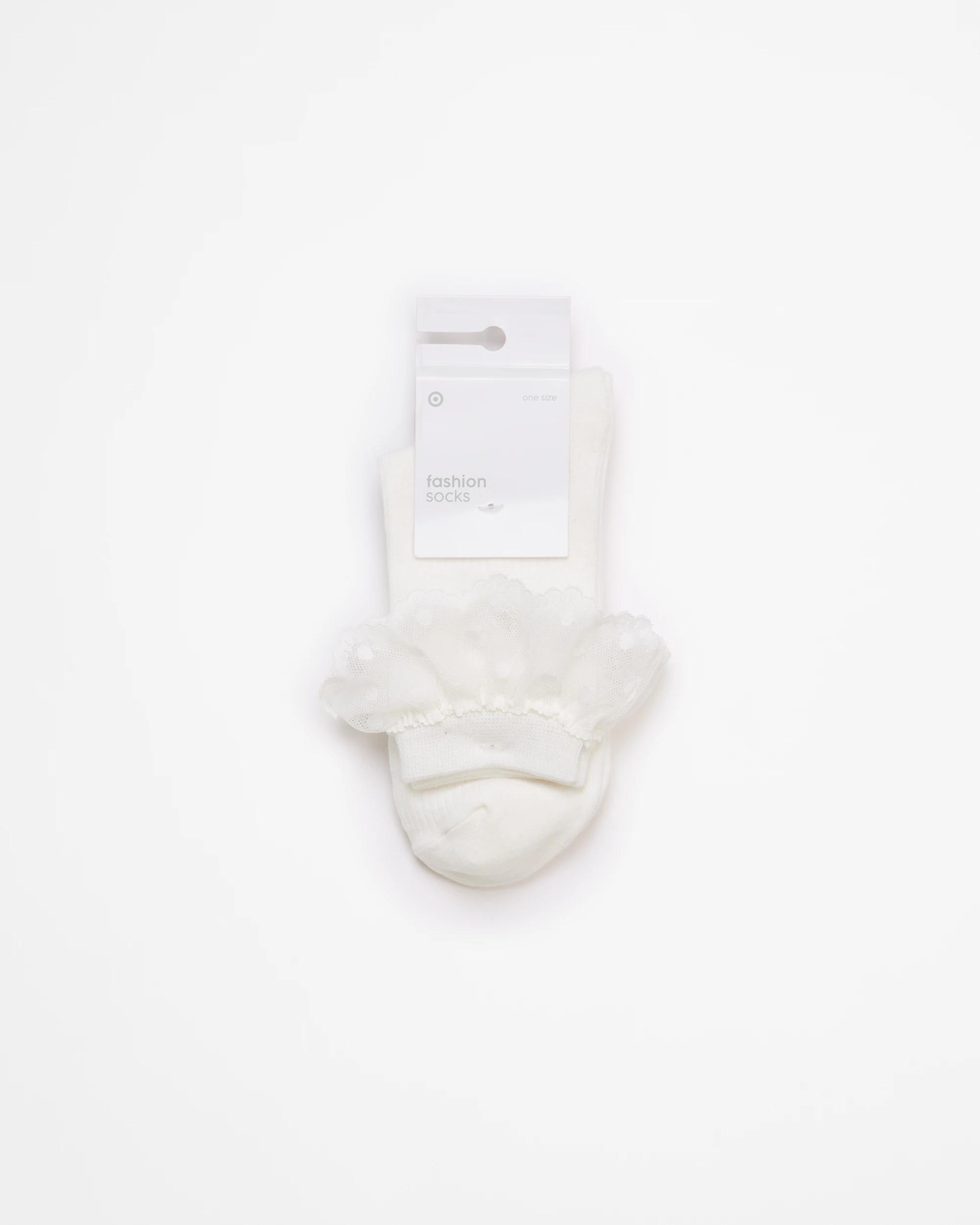3 Target Woman Australian Cotton Blend Womens Lace Trim Quarter Crew Fashion Socks WHITE, 3 of 3