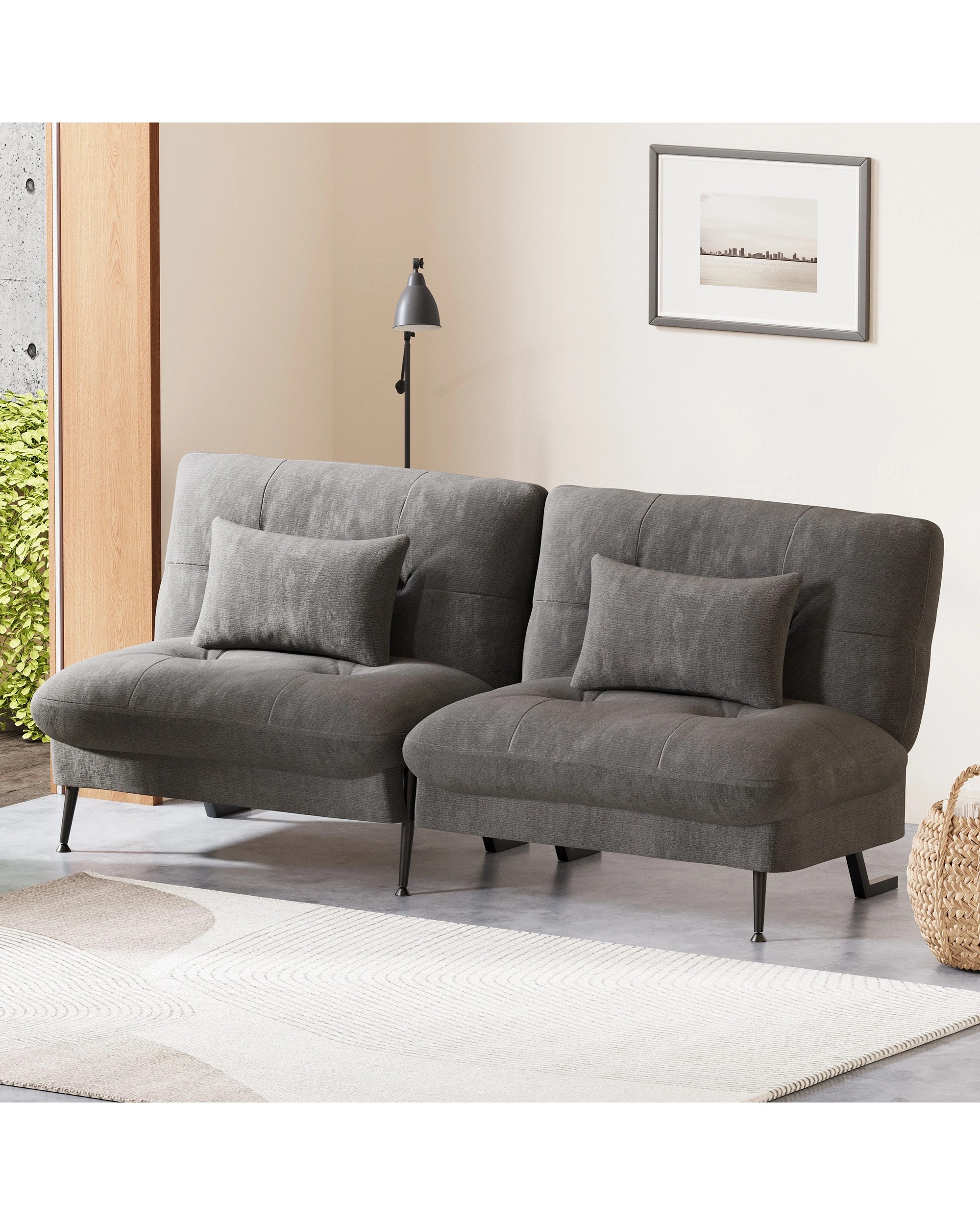 2 Advwin Convertible Futon Sofa Bed Corduroy Futon Couch with Adjustable Backrest Recliner Sleeper Sofa, 2 of 9