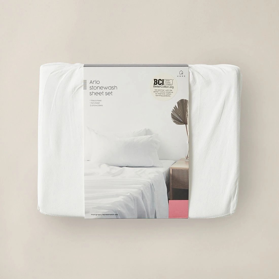 2 Arlo Stonewash Sheet Set - King Bed - White, 2 of 3