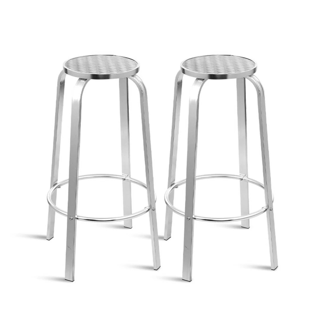 1 Gardeon 2-Piece Outdoor Bar Stools Patio Indoor Bistro Aluminum Chairs - Silver, 1 of 6