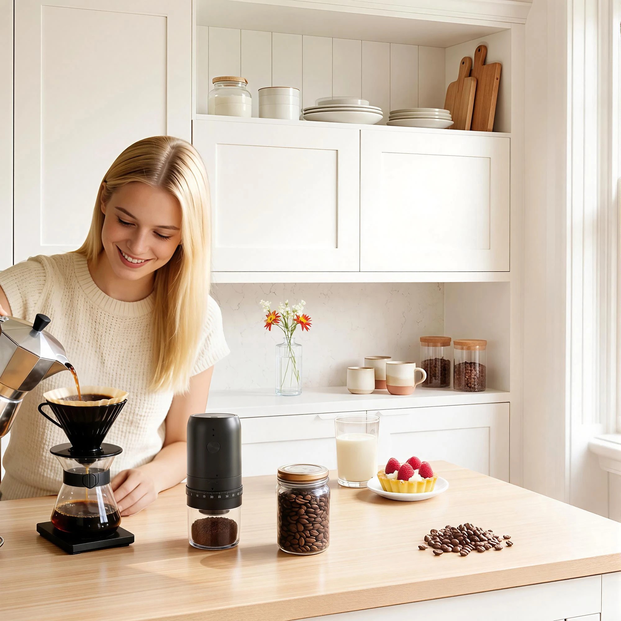 5 Devanti Portable Electric Coffee Grinder USB-C Rechargeable Spice Mill with 40 Settings Home Office - Black, 5 of 9