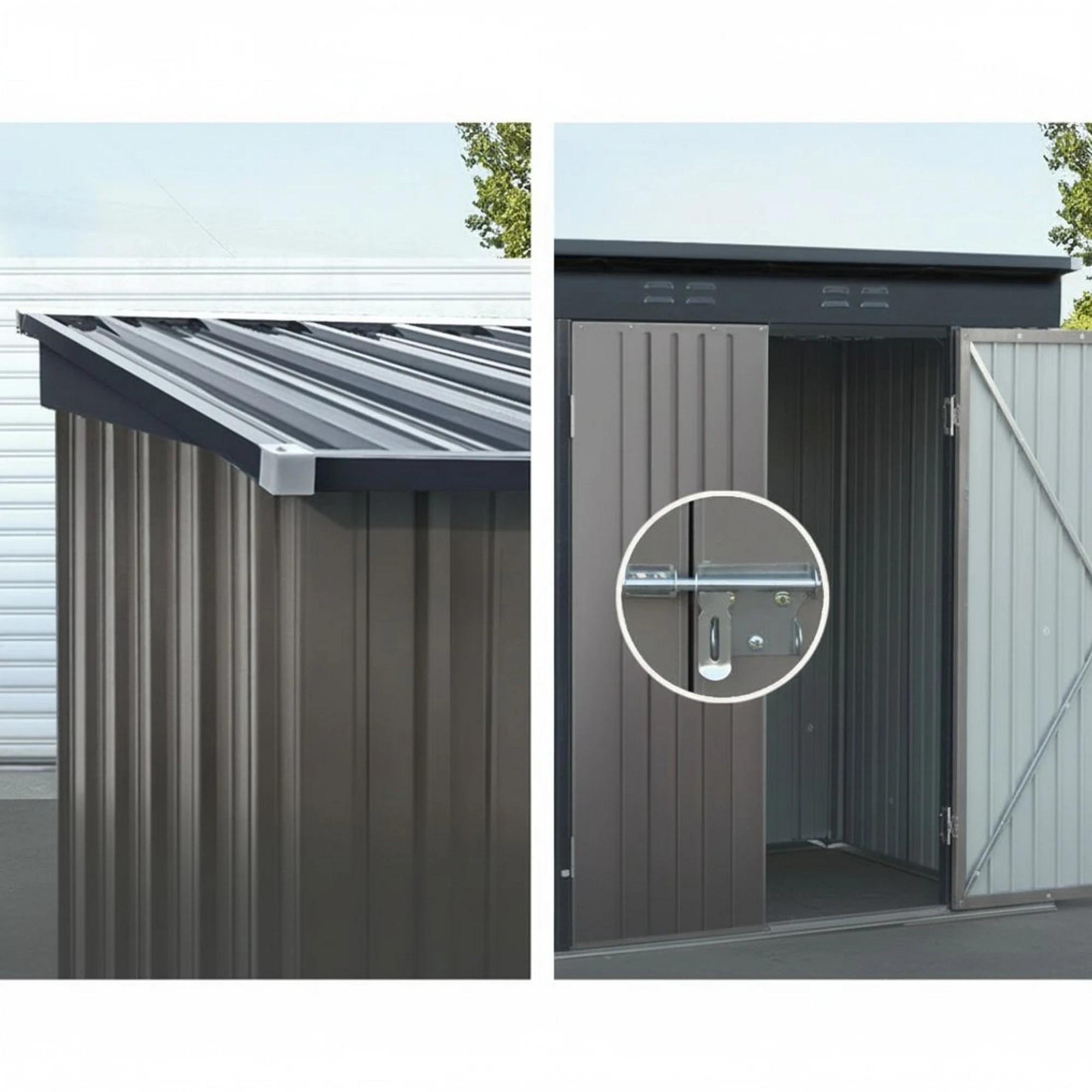 6 Giantz Garden Shed heds Outdoor Storage Steel Workshop House Tool Double Door - Brown, 6 of 7