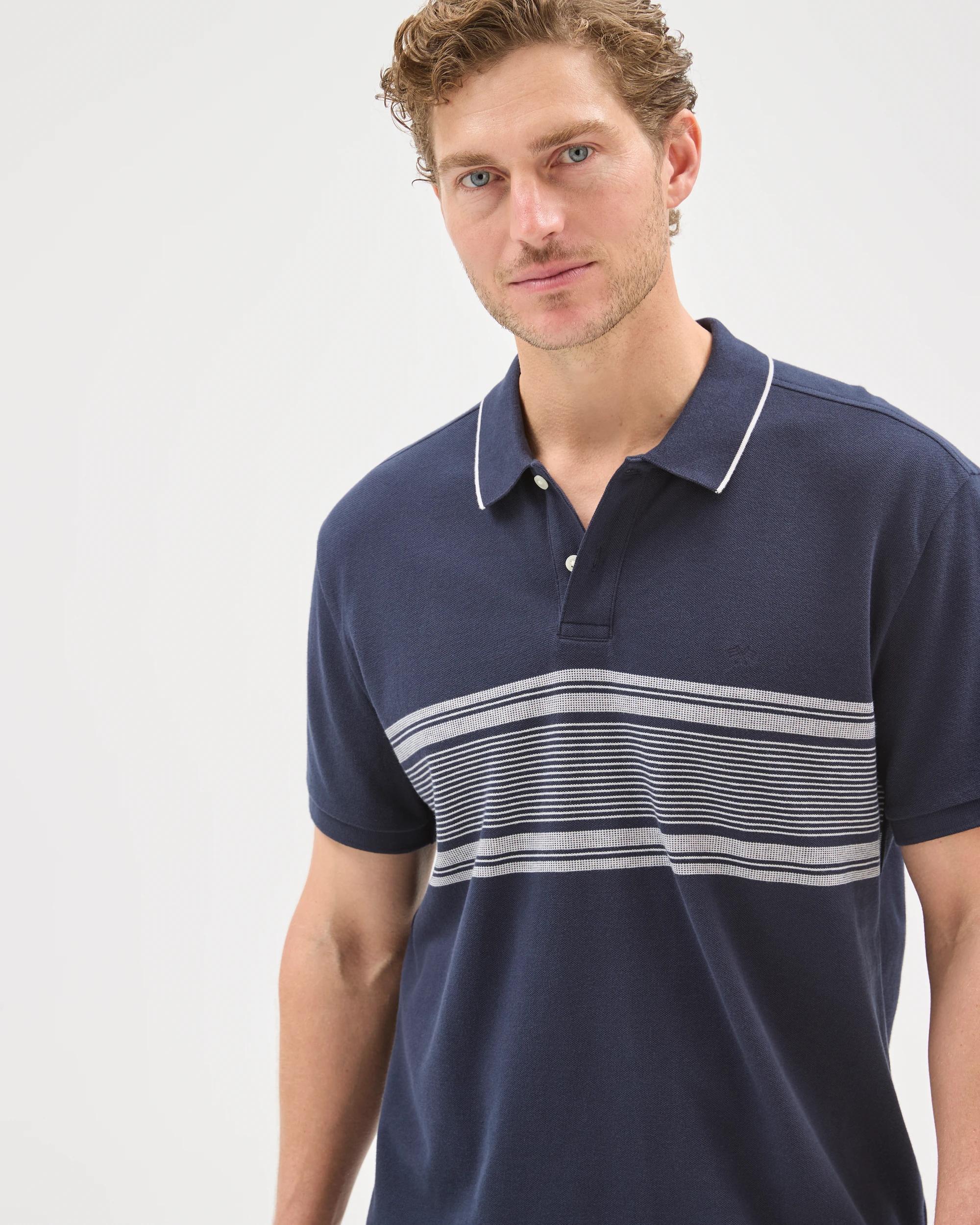 6 Target Man Australian Cotton Panelled Polo Top NAVY, 6 of 7