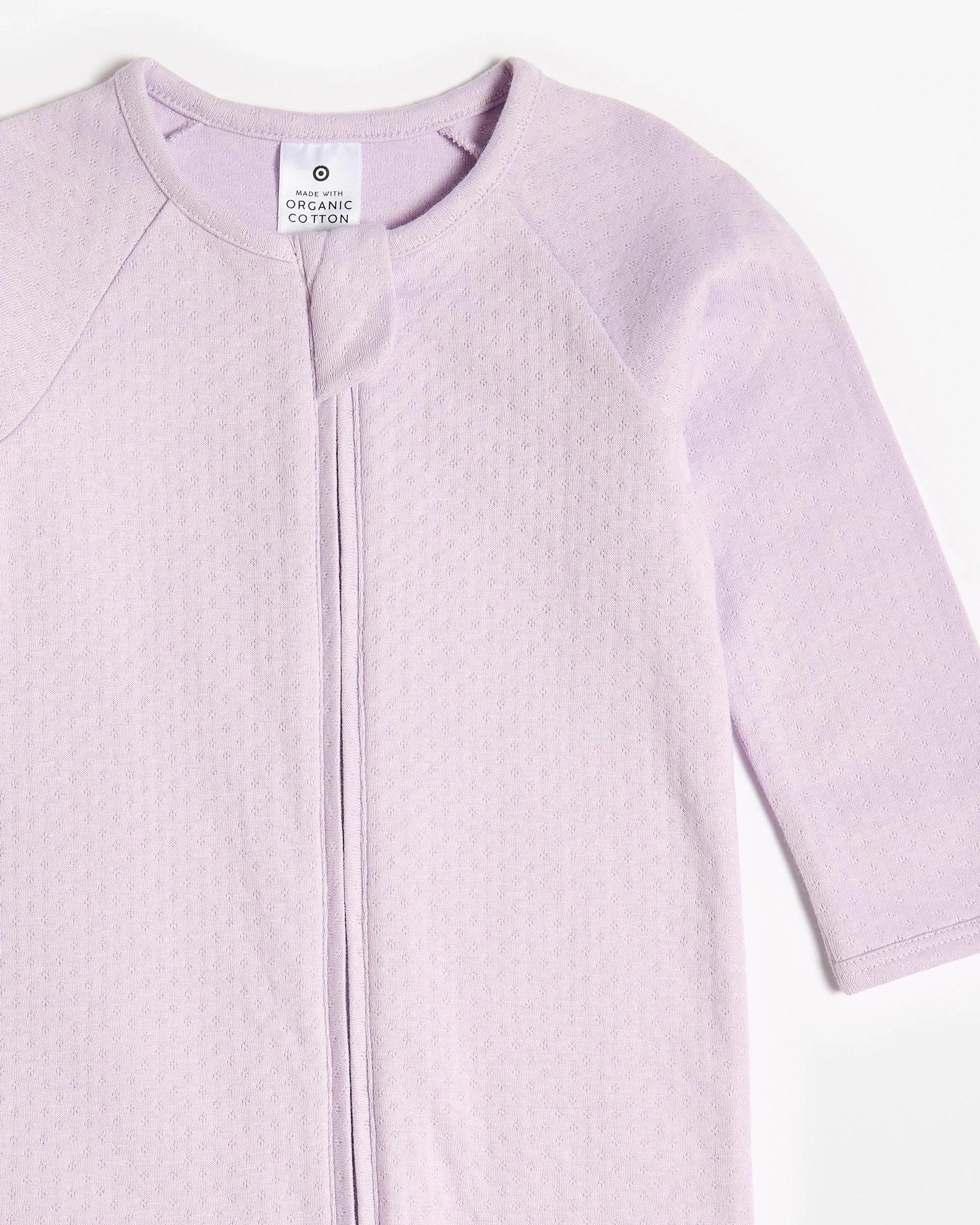 2 Target Organic Cotton Baby Pointelle Zip Coverall LAVENDER/BLUE, 2 of 3