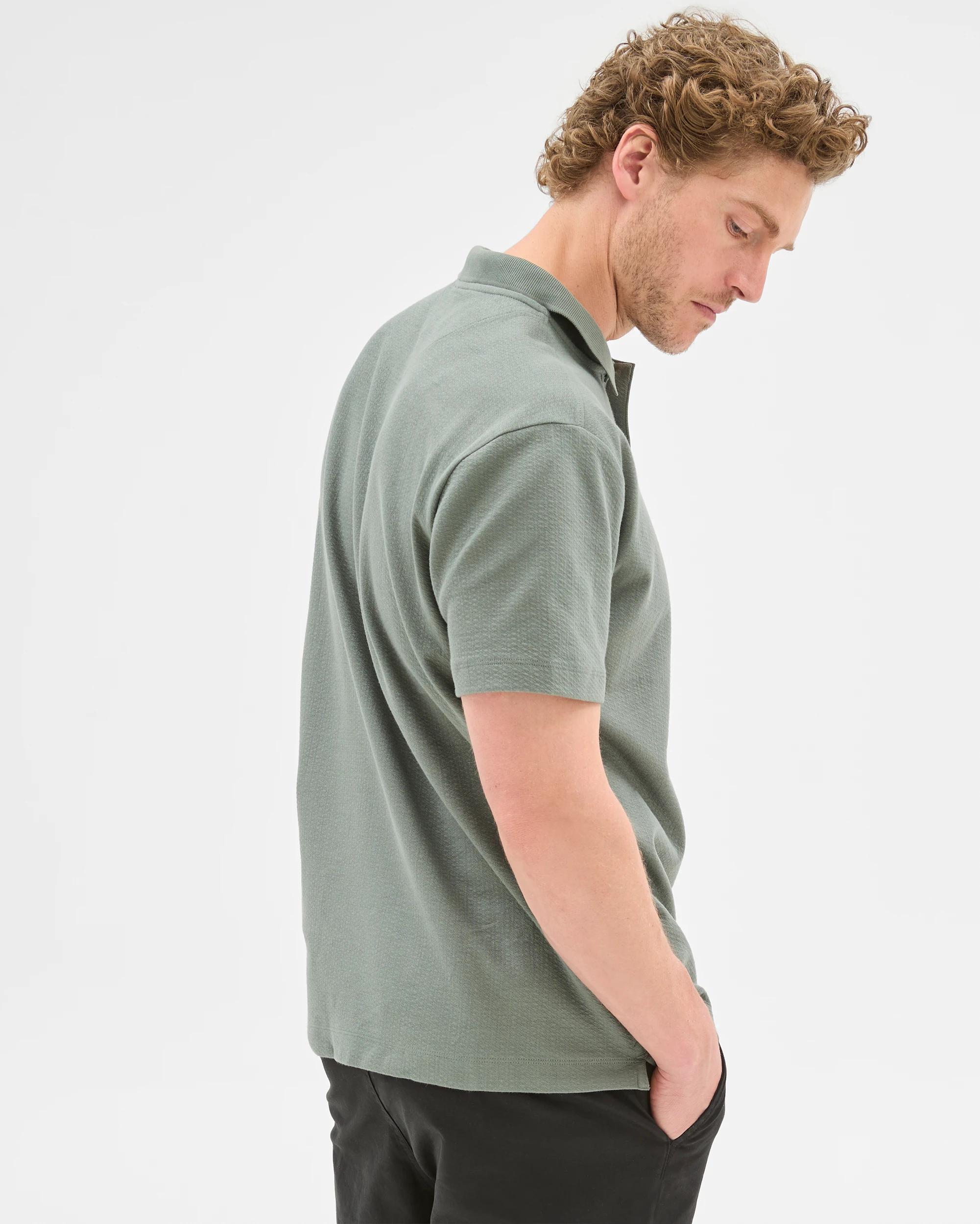 4 Target Australian Cotton Blend Textured Polo Shirt GREEN, 4 of 5