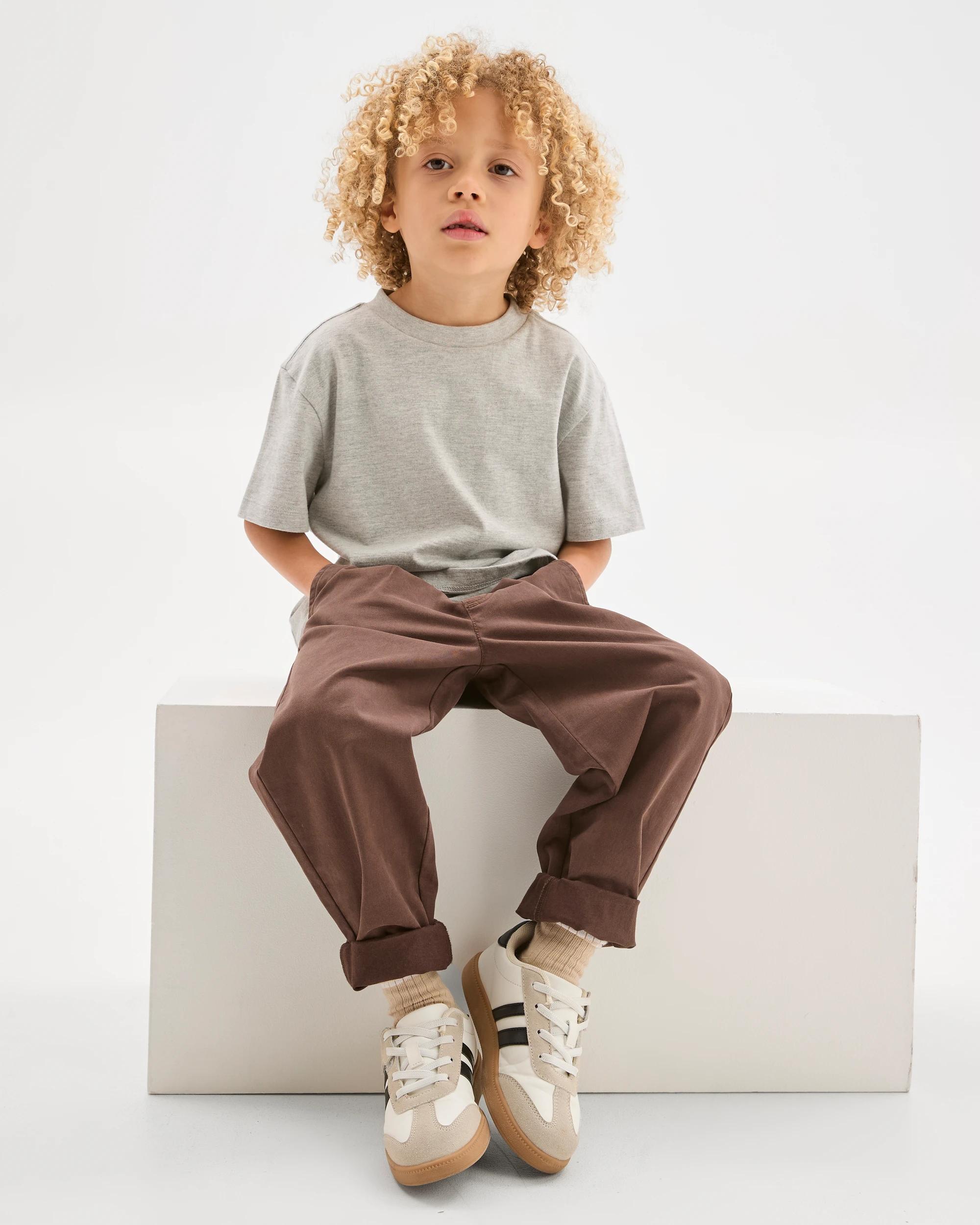3 Target Kids Australian Cotton Elastic Waist Chino Pants HOT FUDGE, 3 of 6
