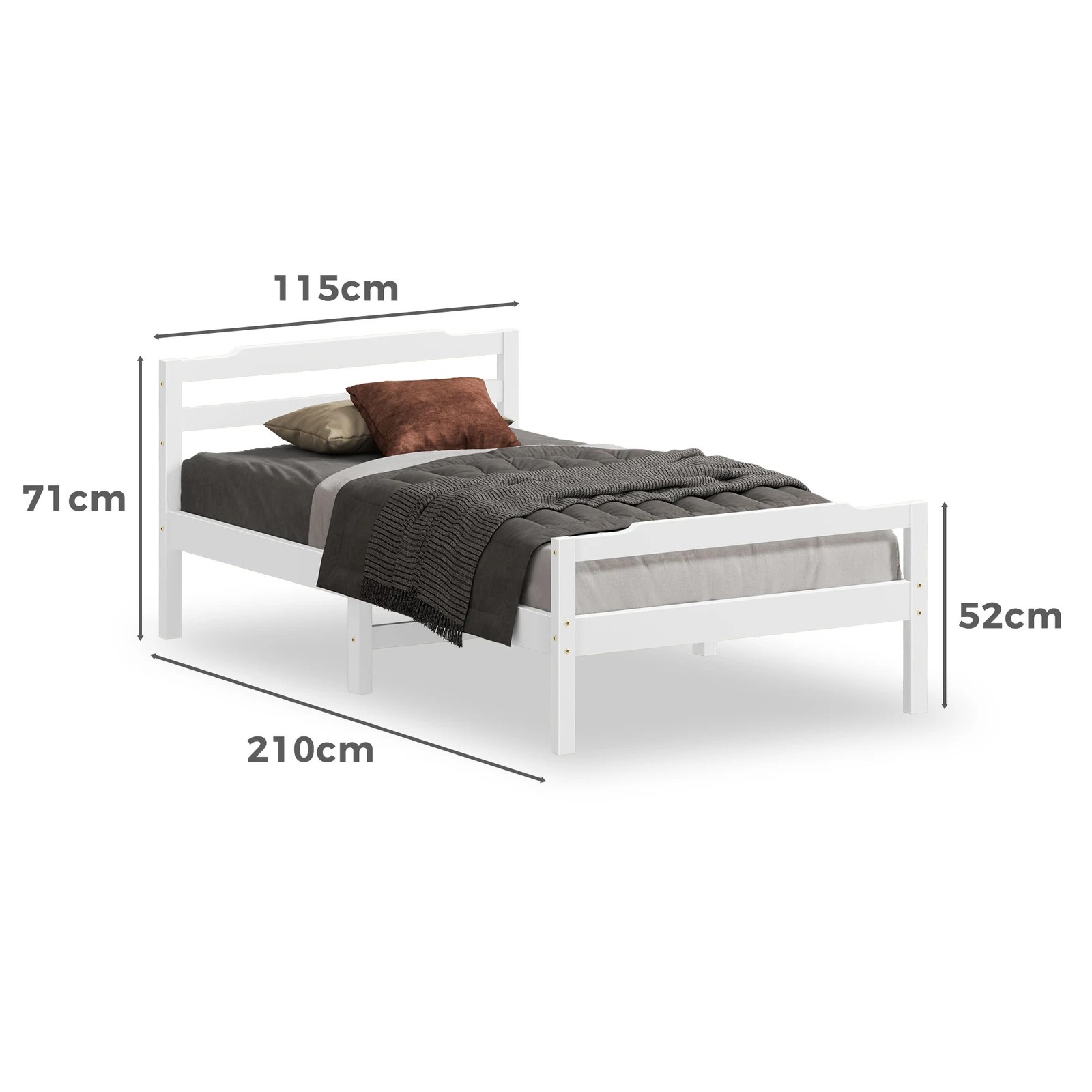 10 Alfordson Bed Frame Wooden King Single Mattress Base Platform Timber Dubem - White, 10 of 10