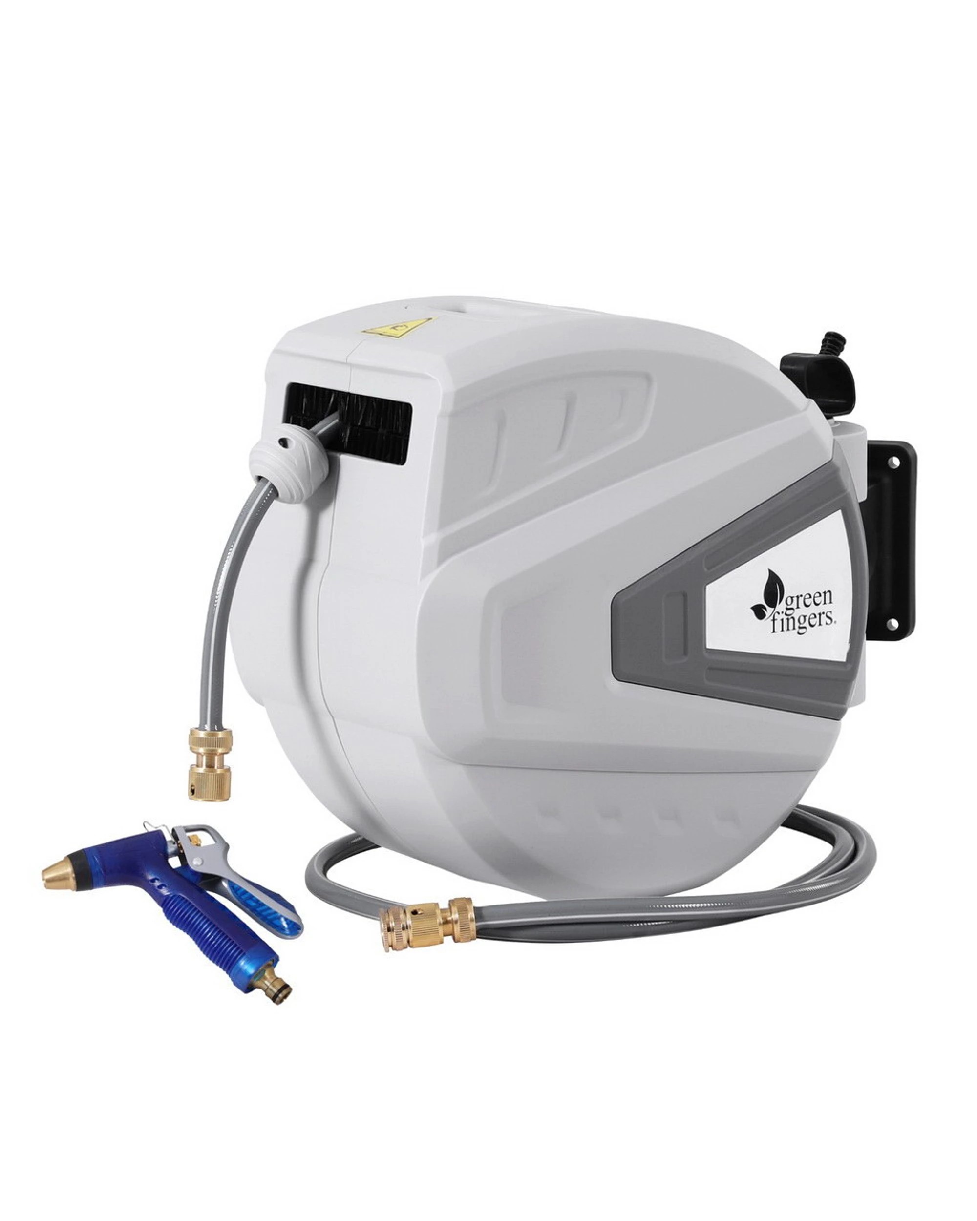 1 Green Fingers 30M Water Hose Reel Retractable Auto Rewind Wall Mount Garden Spray Gun - Multi, 1 of 5
