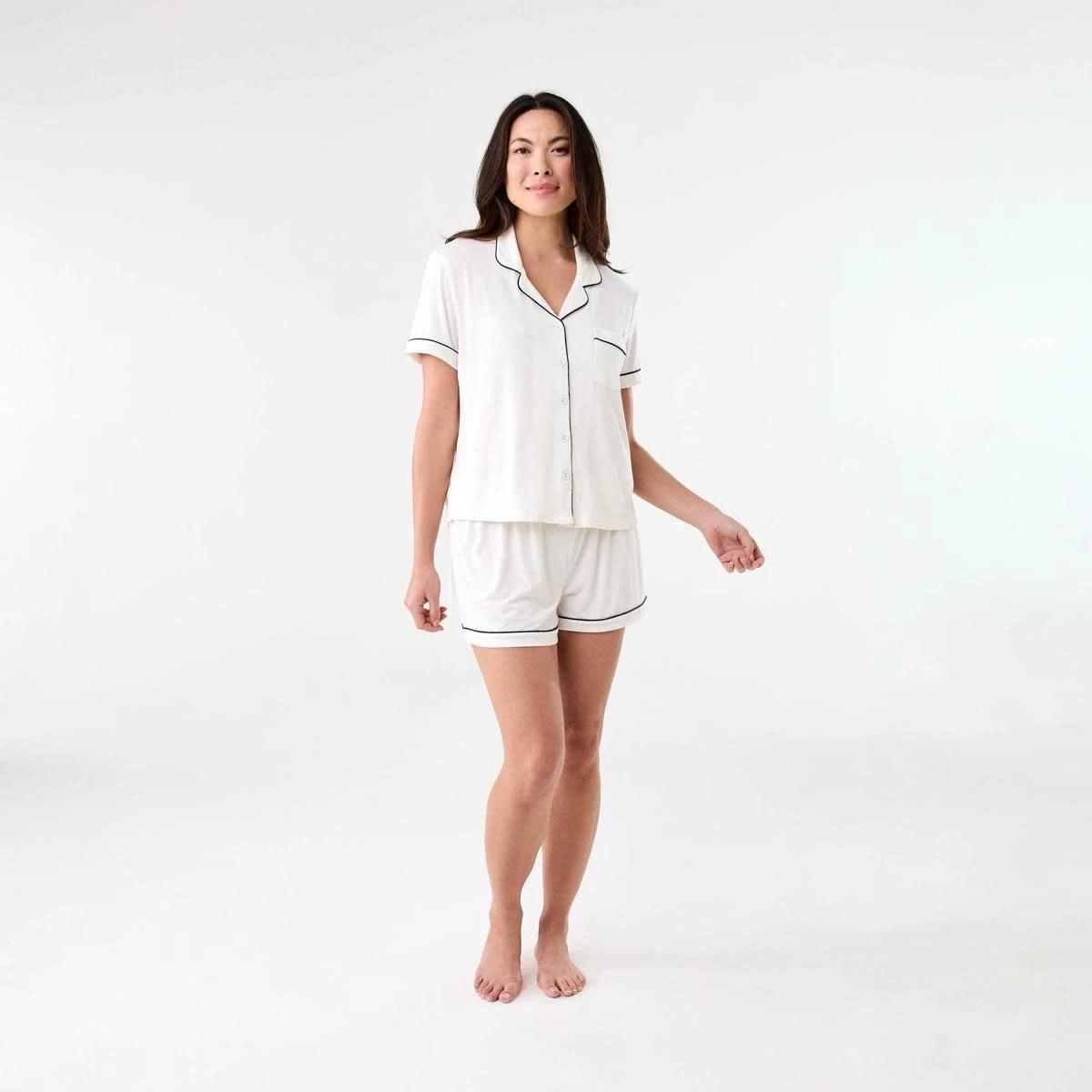 8 Short Sleeve Top and Shorts Comfort Pyjama Set WHISPER WHITE, 8 of 8
