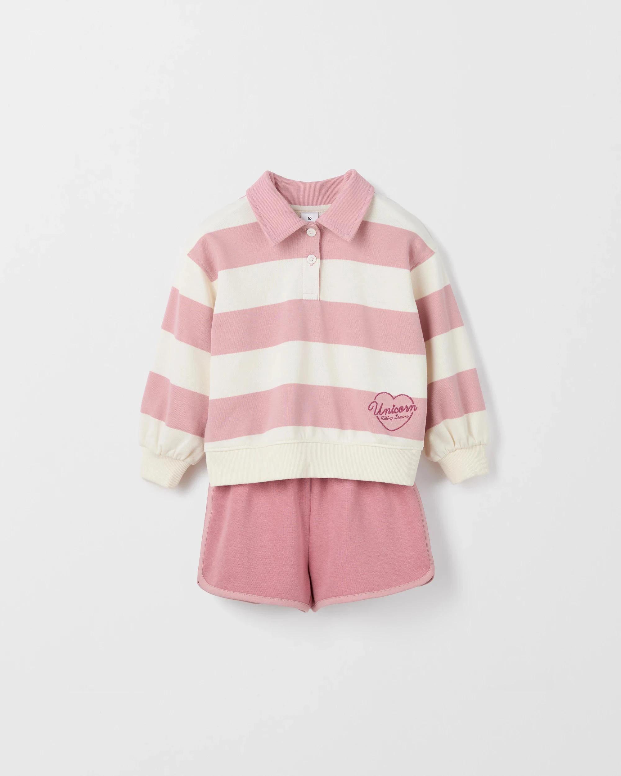 7 Target Australian Cotton Blend Fleece Top and Short 2 Piece Set PINK STRIPE, 7 of 9