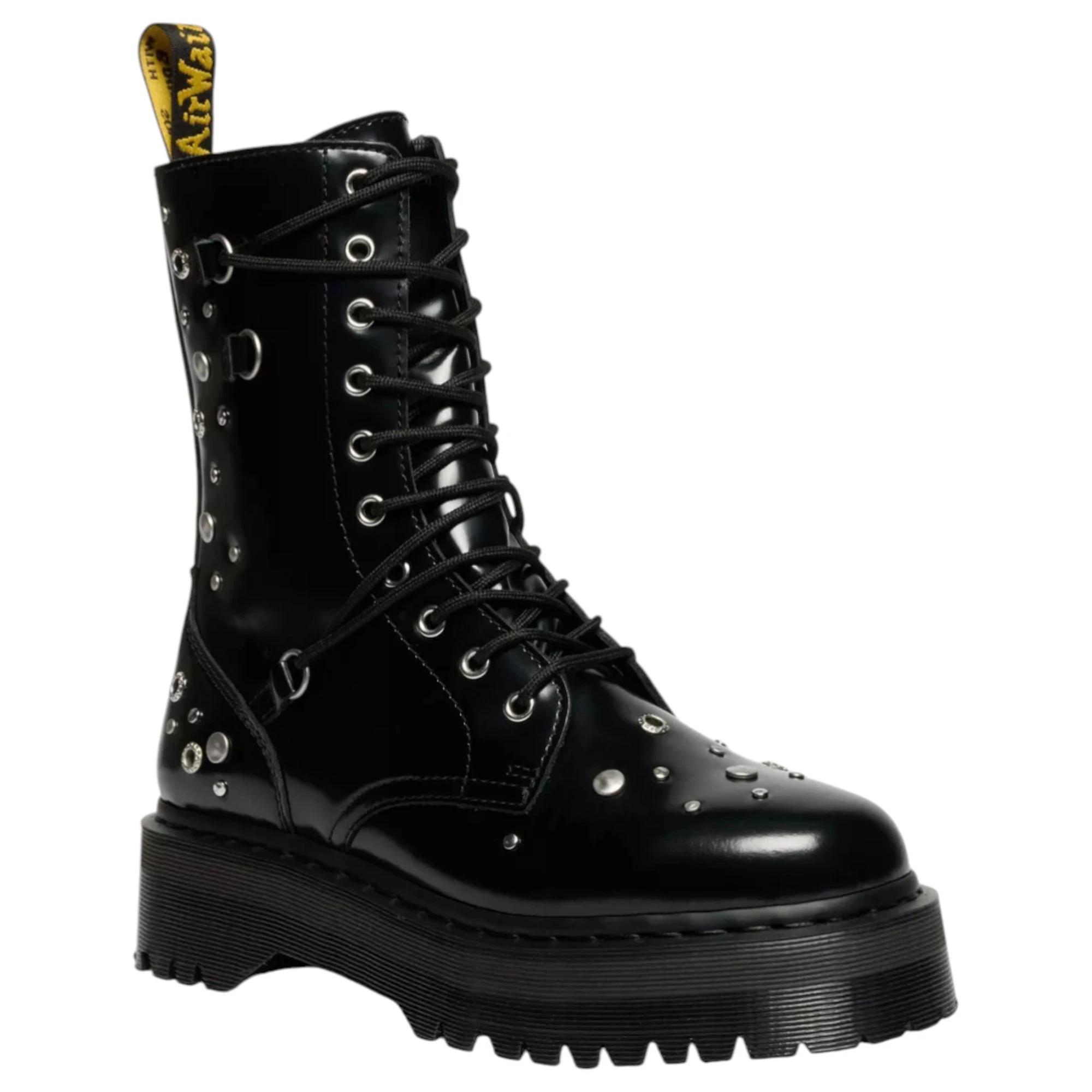 1 Dr. Martens Womens Jadon Hi Studded Boots Lace Up Shoes BLACK, 1 of 7