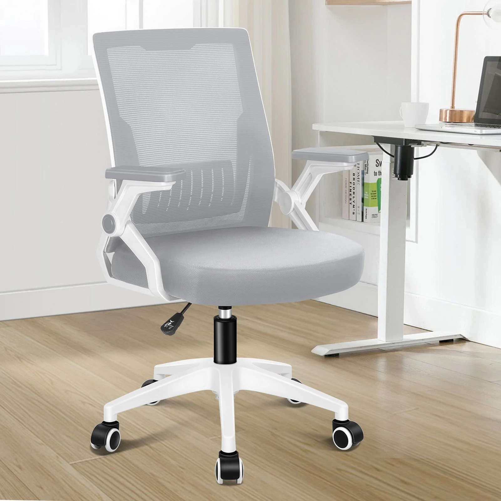 10 Alfordson Mesh Office Chair Gaming Executive Computer Fabric Seat Racing Work - White Grey, 10 of 10