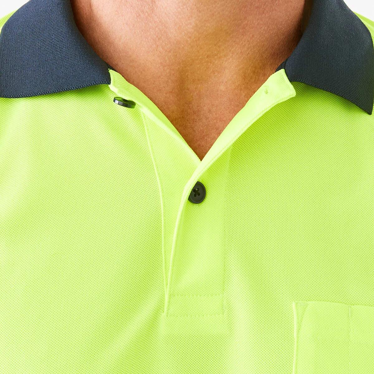 5 Workwear Long Sleeve Hi-Visibility Cool Polo Shirt FLURO YELLOW, 5 of 7