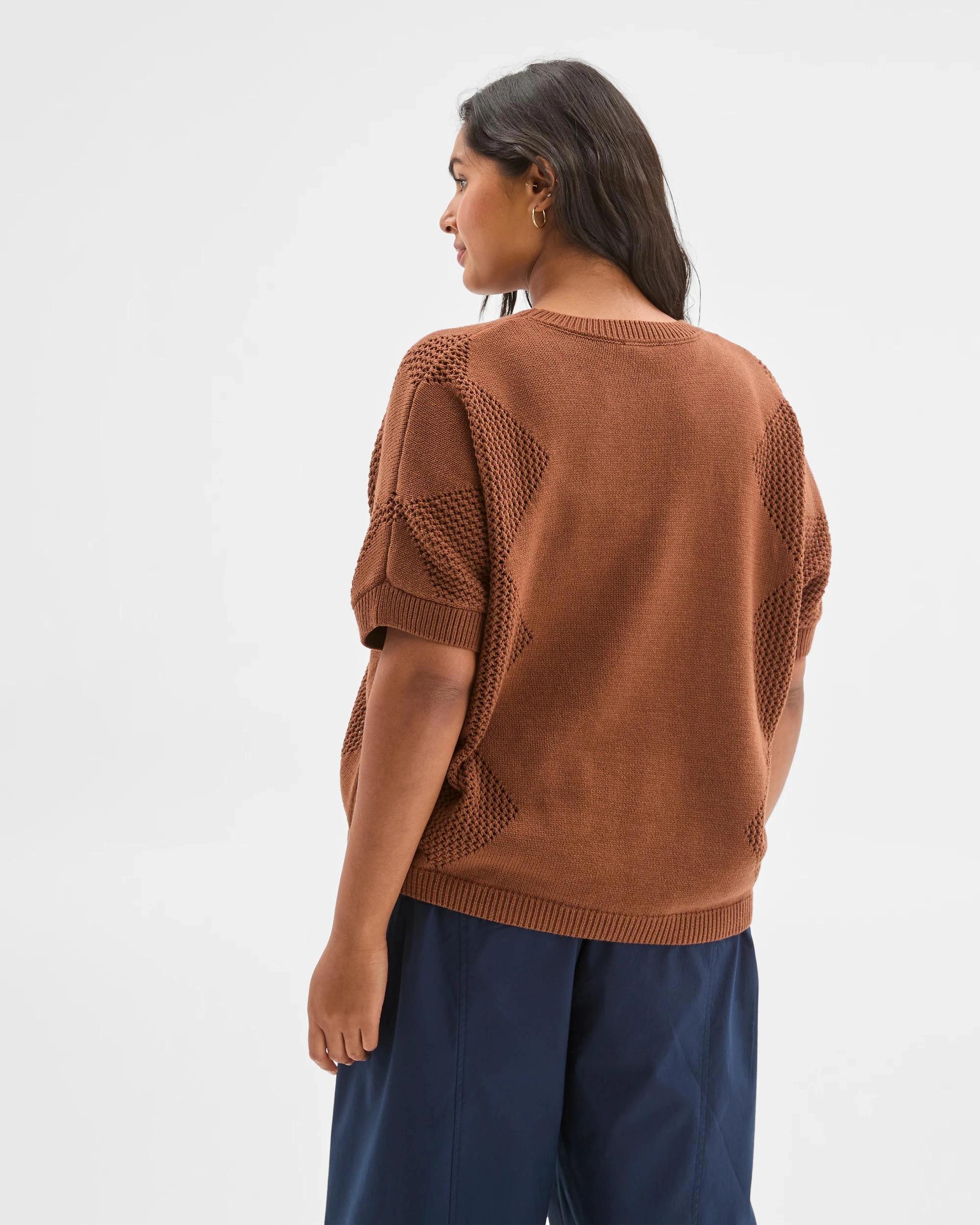 5 Target Curve Plus Size Australian Cotton Blend Relaxed Pointelle Knit Top PARTRIDGE, 5 of 5