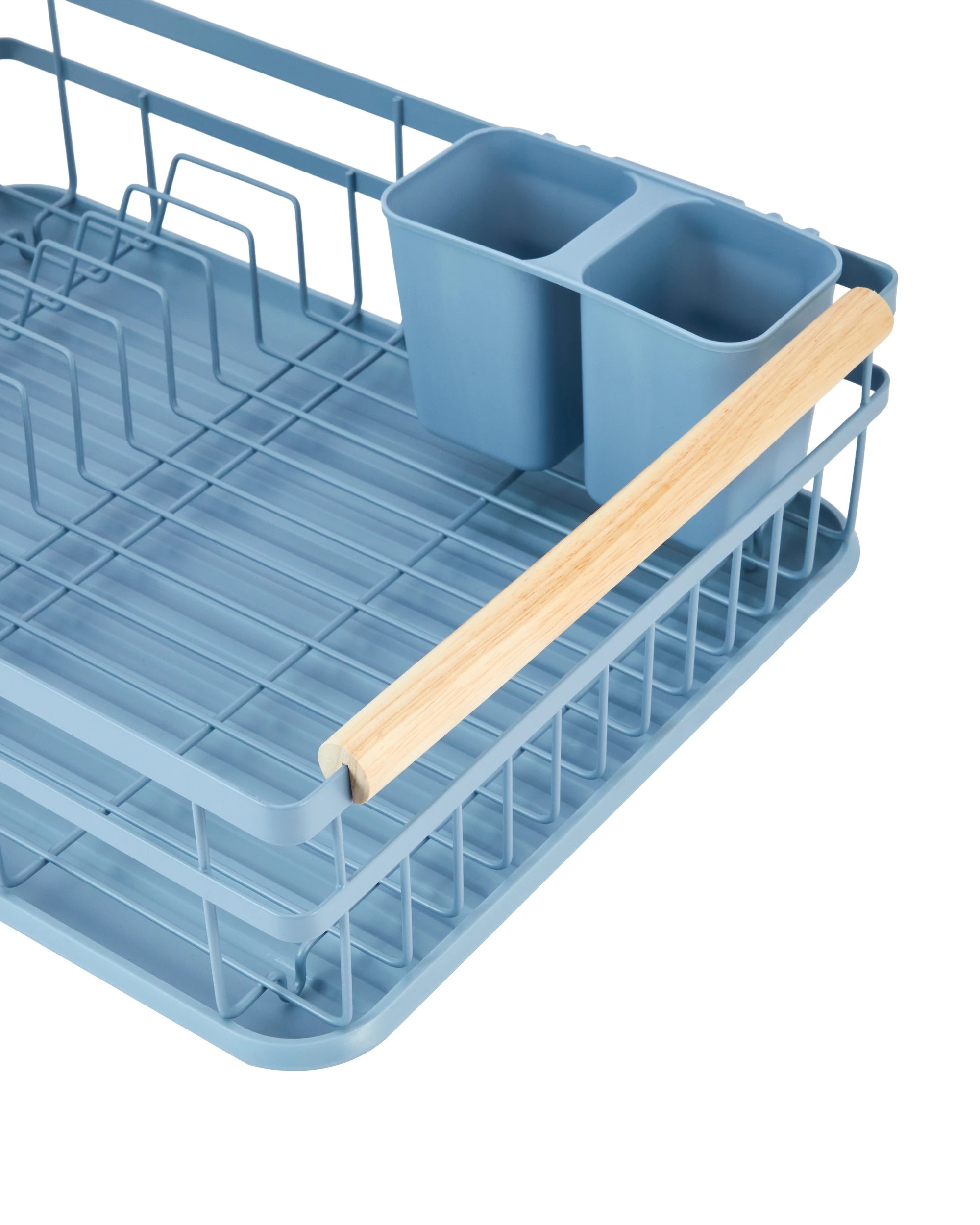 5 Blue Wooden Handle Dish Rack, 5 of 6