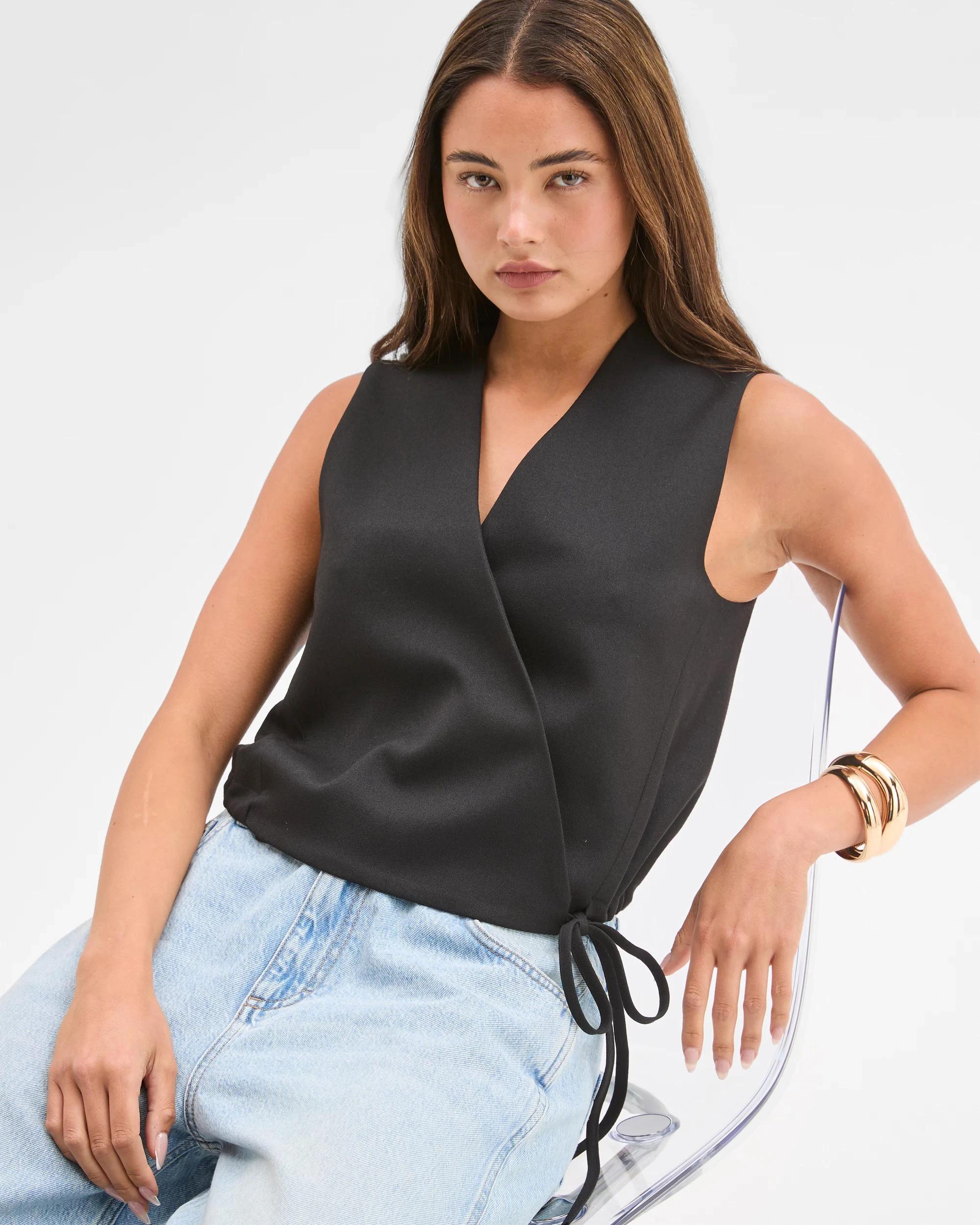 3 Lily Loves Wrap Tie Vest BLACK, 3 of 7