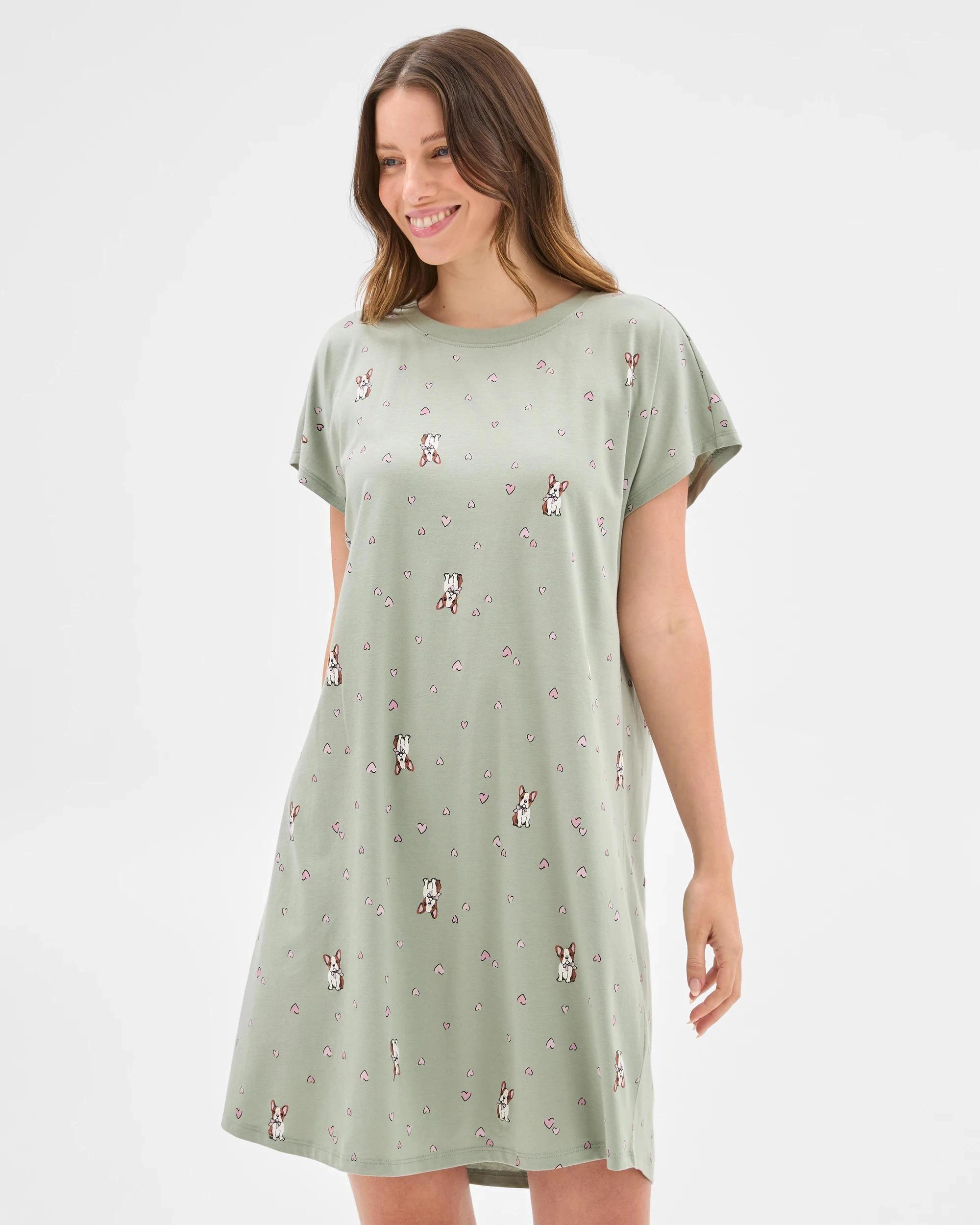 1 Target Woman Australian Cotton T-Shirt Nightie GREEN DOG, 1 of 6