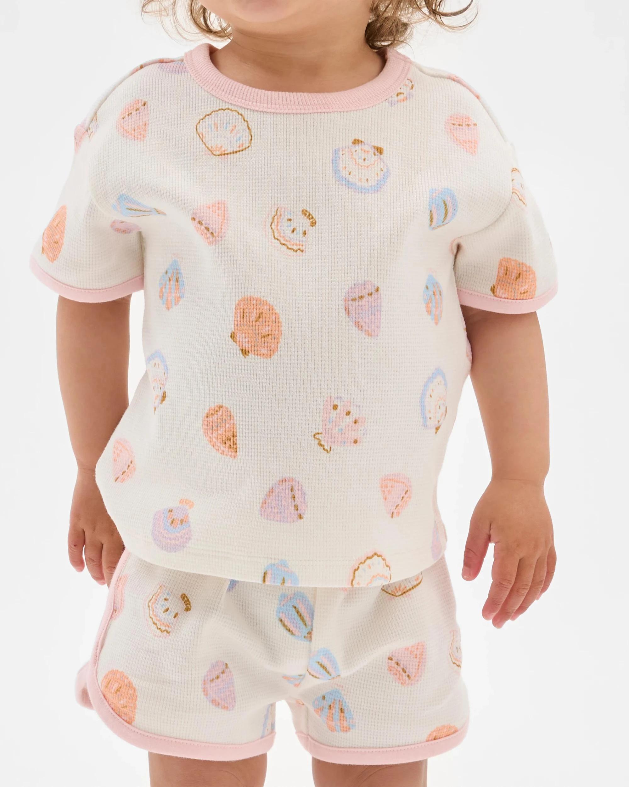 2 Target Organic Cotton Baby Waffle Top and Short 2 Piece Set SHELLS, 2 of 6