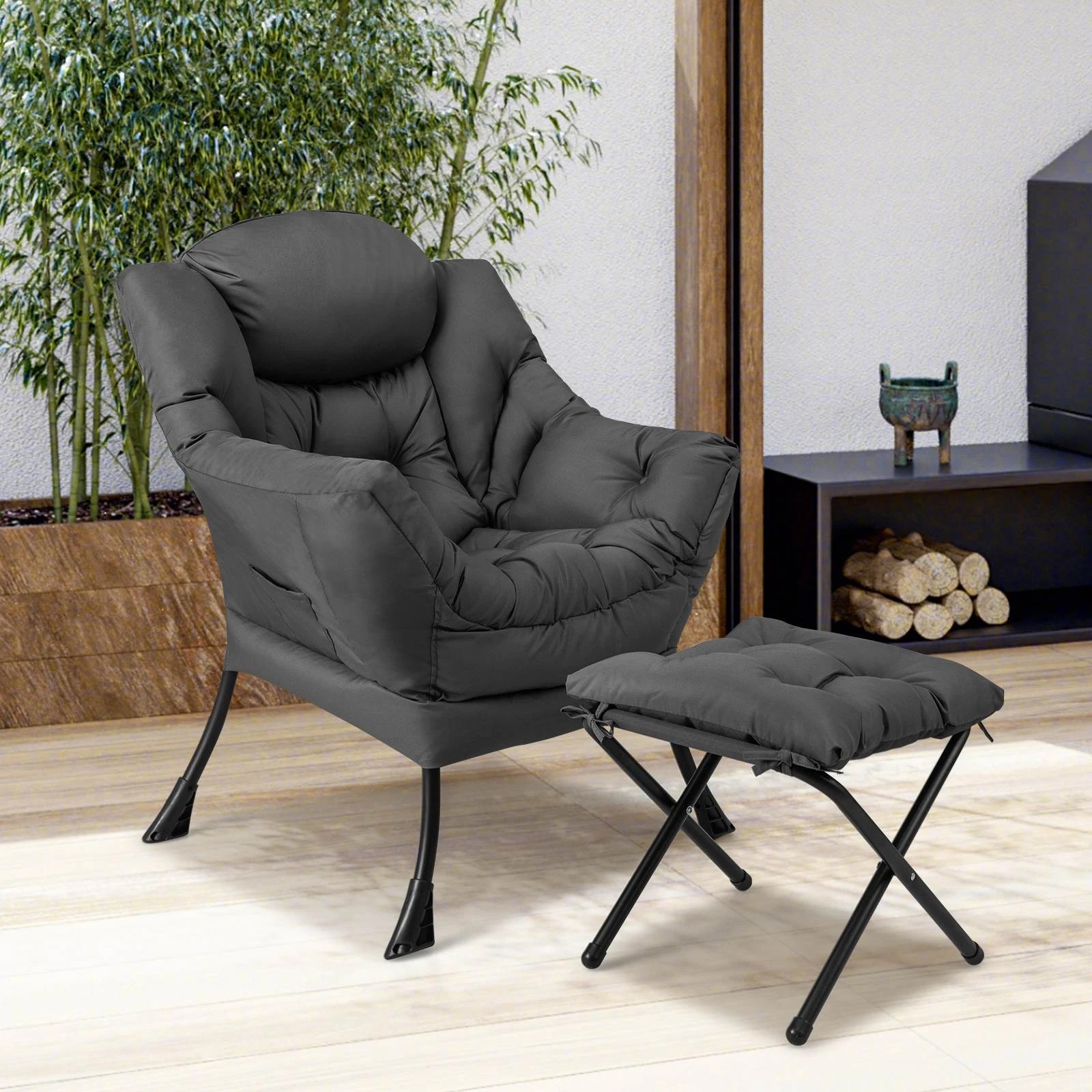 7 Costway Modern Armchair Lounge Chair Sofa Accent Chair w/Ottoman, 7 of 7