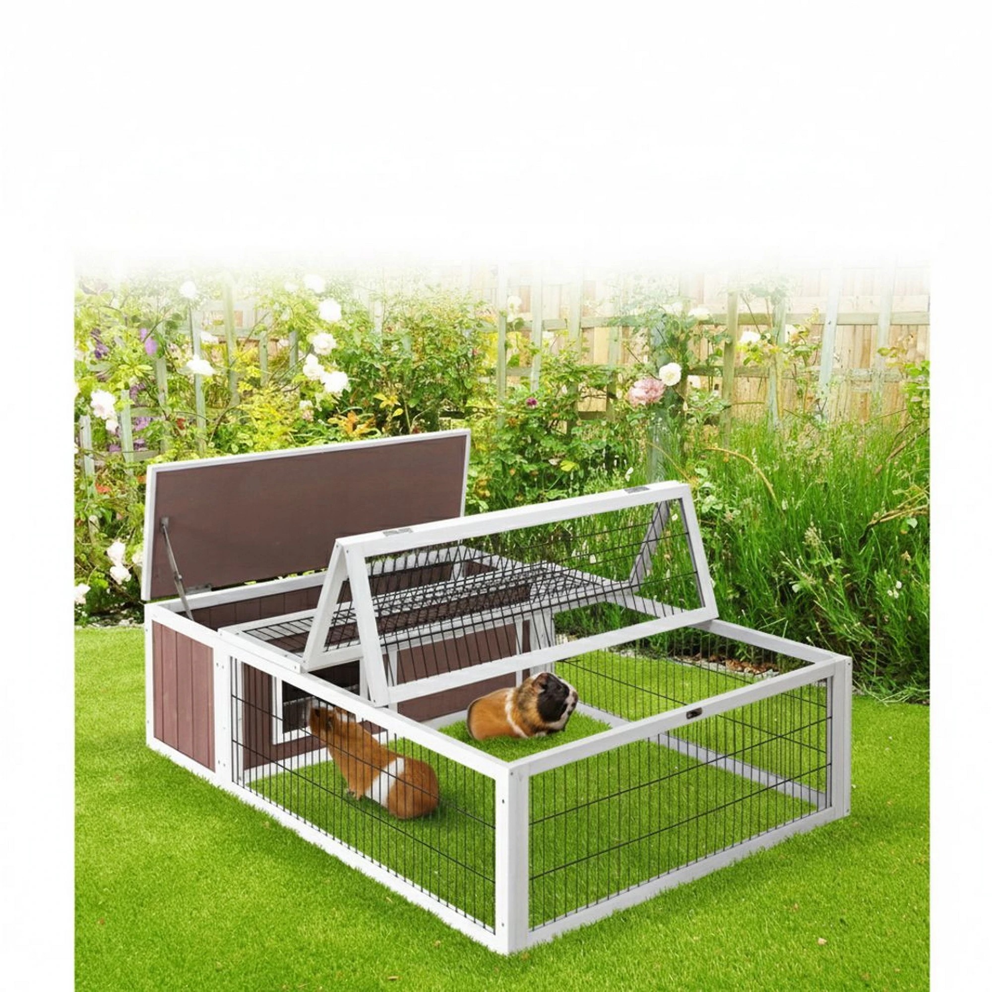 5 i.Pet Rabbit Hutch Chicken Coop Large Outdoor Wooden Run Pet Cage House Coops - Multi, 5 of 7