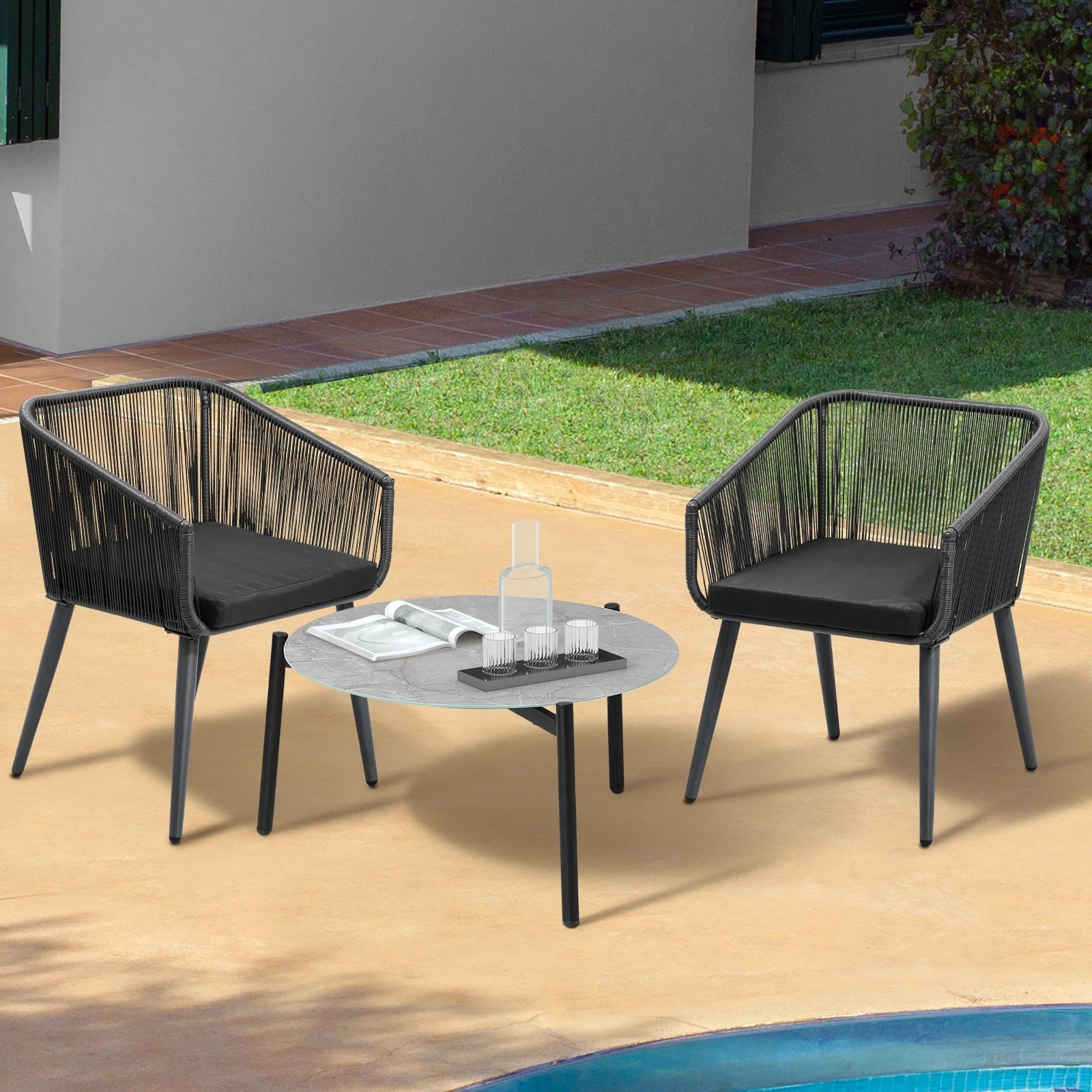 2 Livsip 3 Piece Outdoor Patio Set Lounge Furniture Setting - Multi, 2 of 8