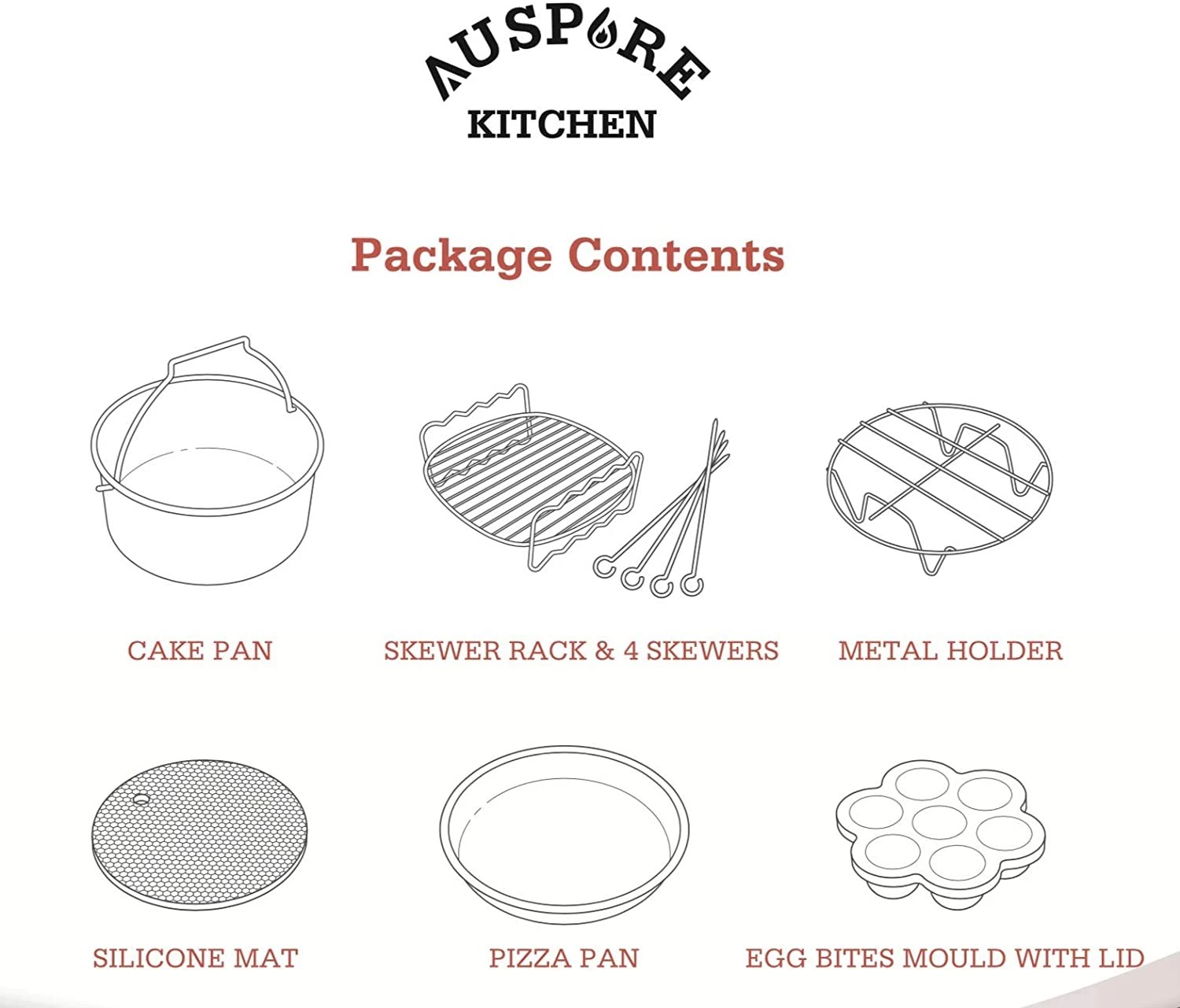 1 Auspure Air Fryer Accessories Set of 6 Pcs, 1 of 1