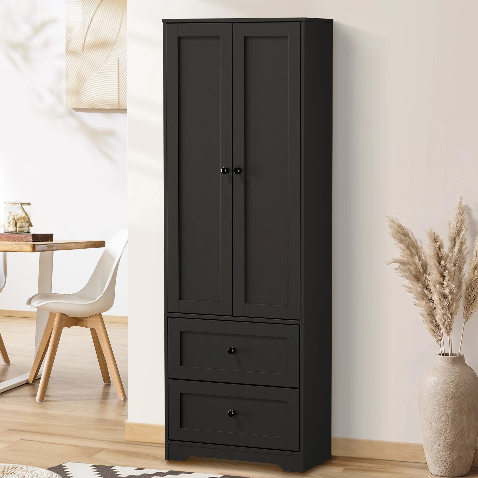 3 Oikiture 2 Door Cupboard Storage Cabinet Kitchen Buffet Sideboard - Black, 3 of 8