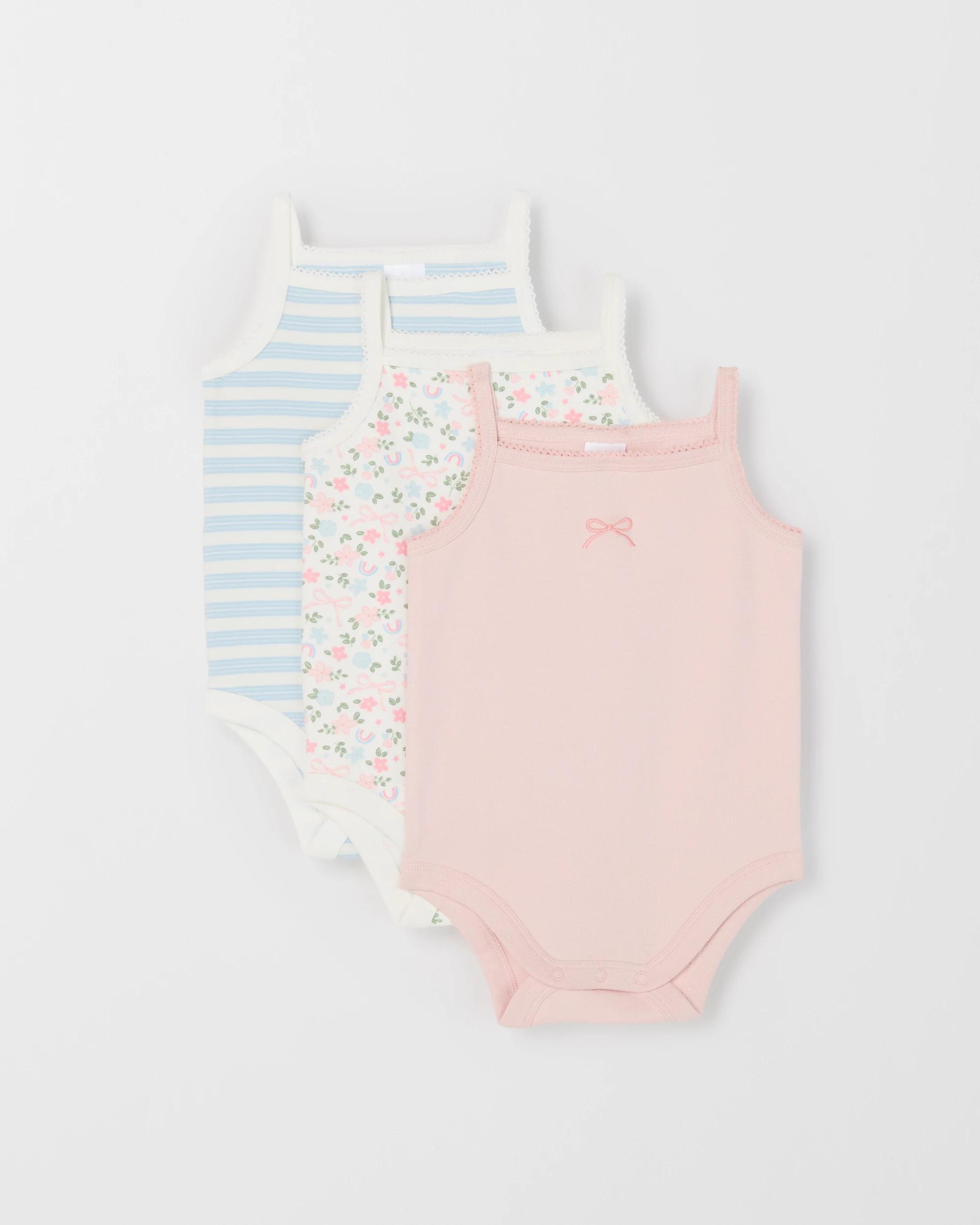 1 Target Baby Organic Cotton 3 Pack Strappy Bodysuits PINK, 1 of 4