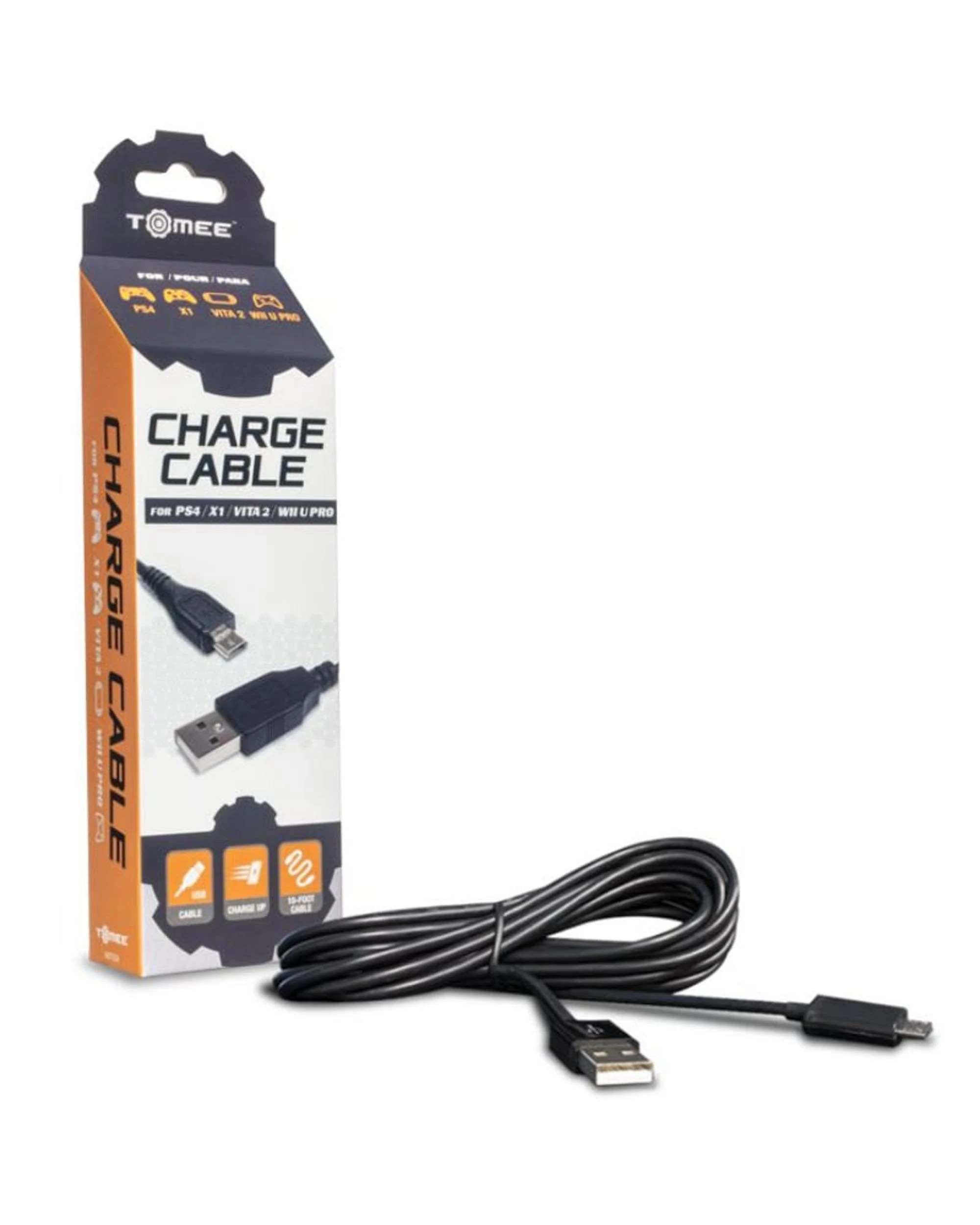 1 Tomee Micro USB Charge Cable for PS4, Xbox One, Vita 2, and Wii U Pro - Black, 1 of 1