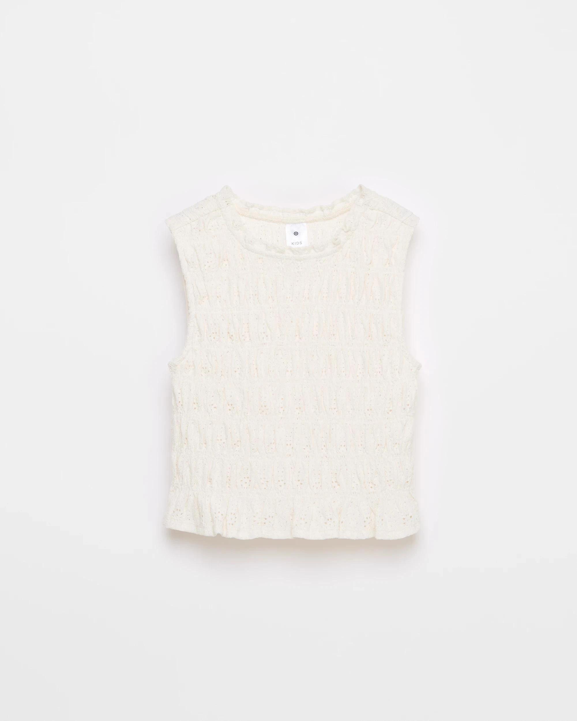 1 Target Textured Knit Shirred Tank Top GARDENIA, 1 of 2