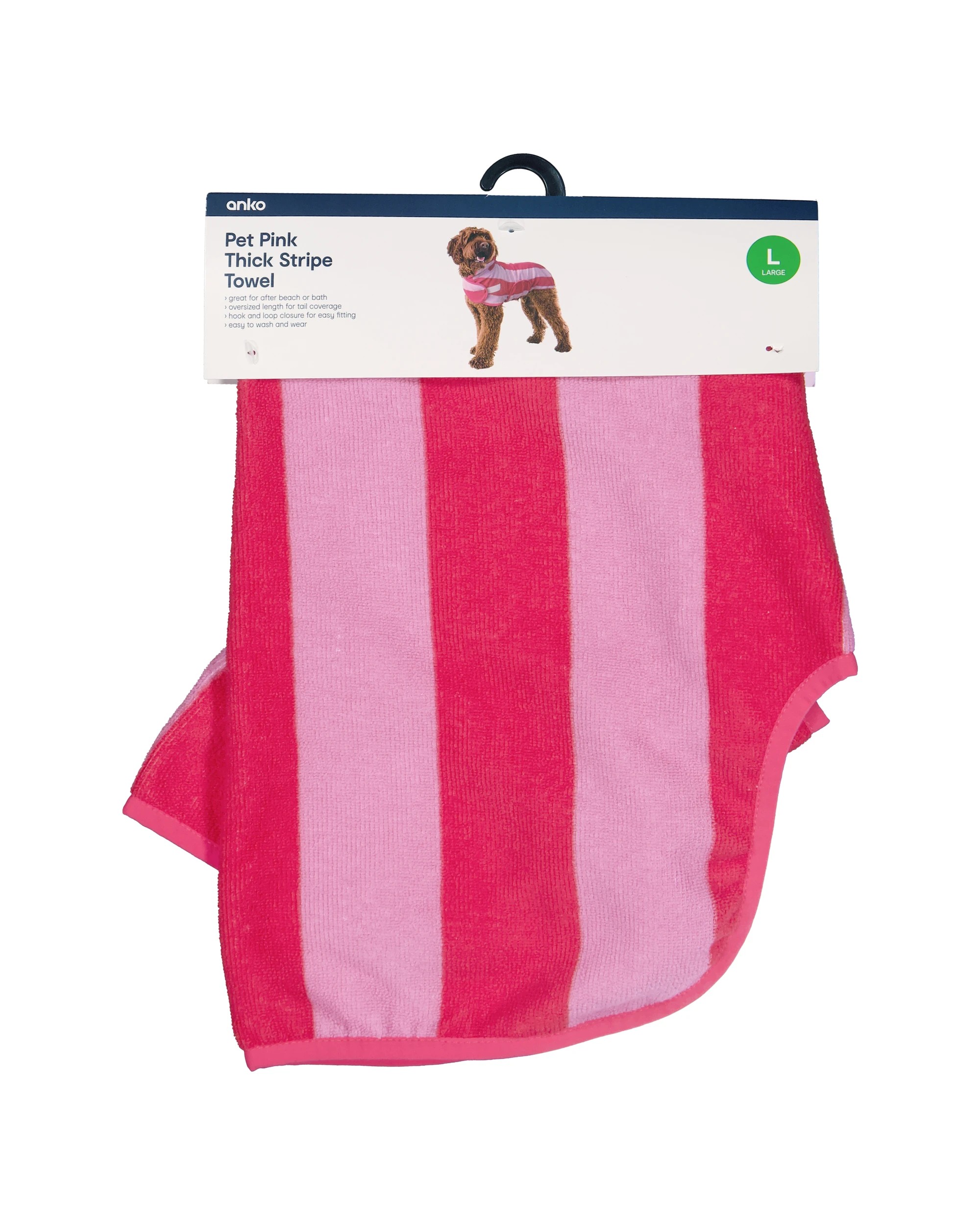 10 Pet Thick Stripe Towel - Large, Pink, 10 of 10