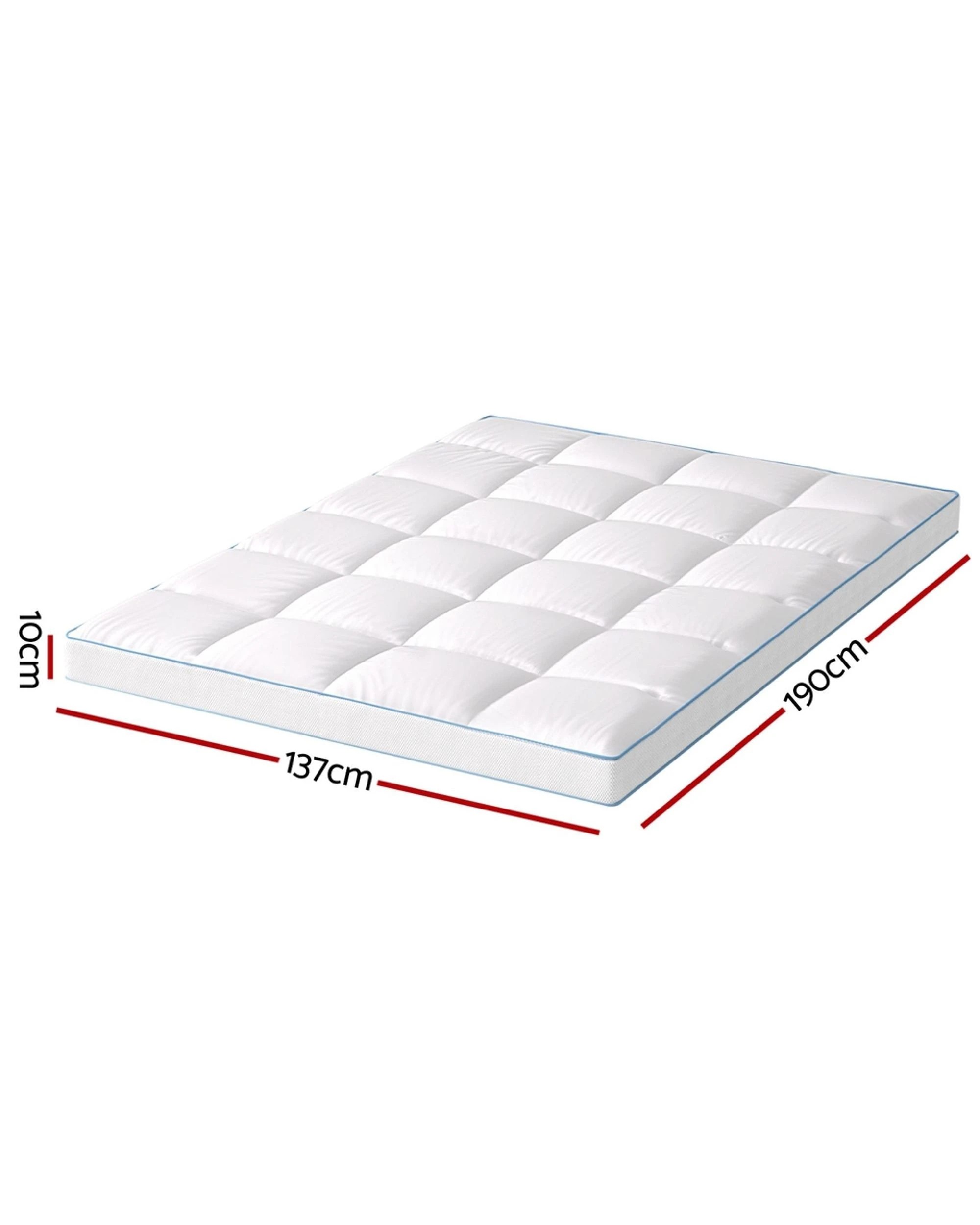 2 Giselle Bedding 1500GSM Bamboo Pillowtop Mattress Topper 10cm Thick Pad for Back Pain Relief - Double Bed - White, 2 of 7