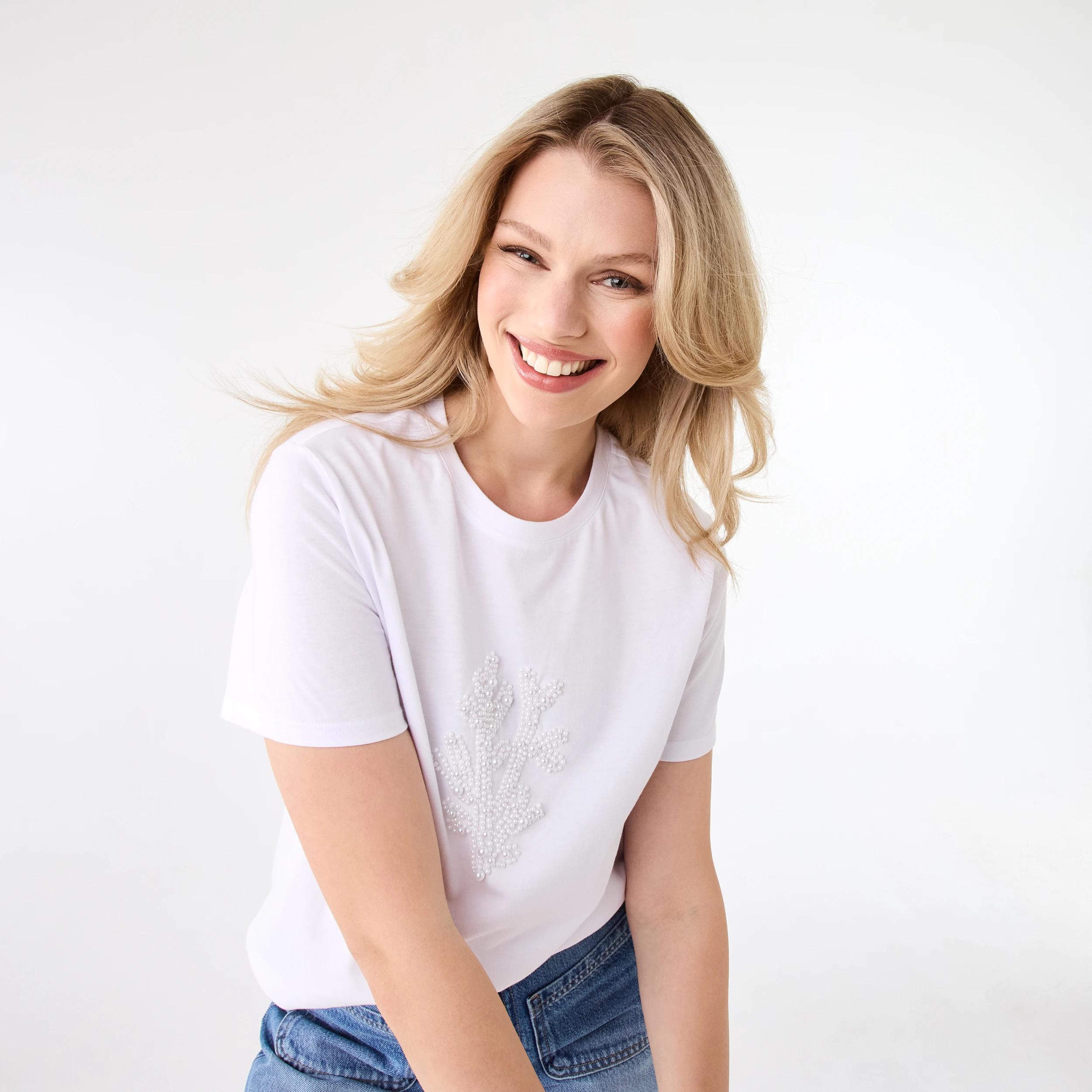 6 Short Sleeve Embellished Top Coral, 6 of 8