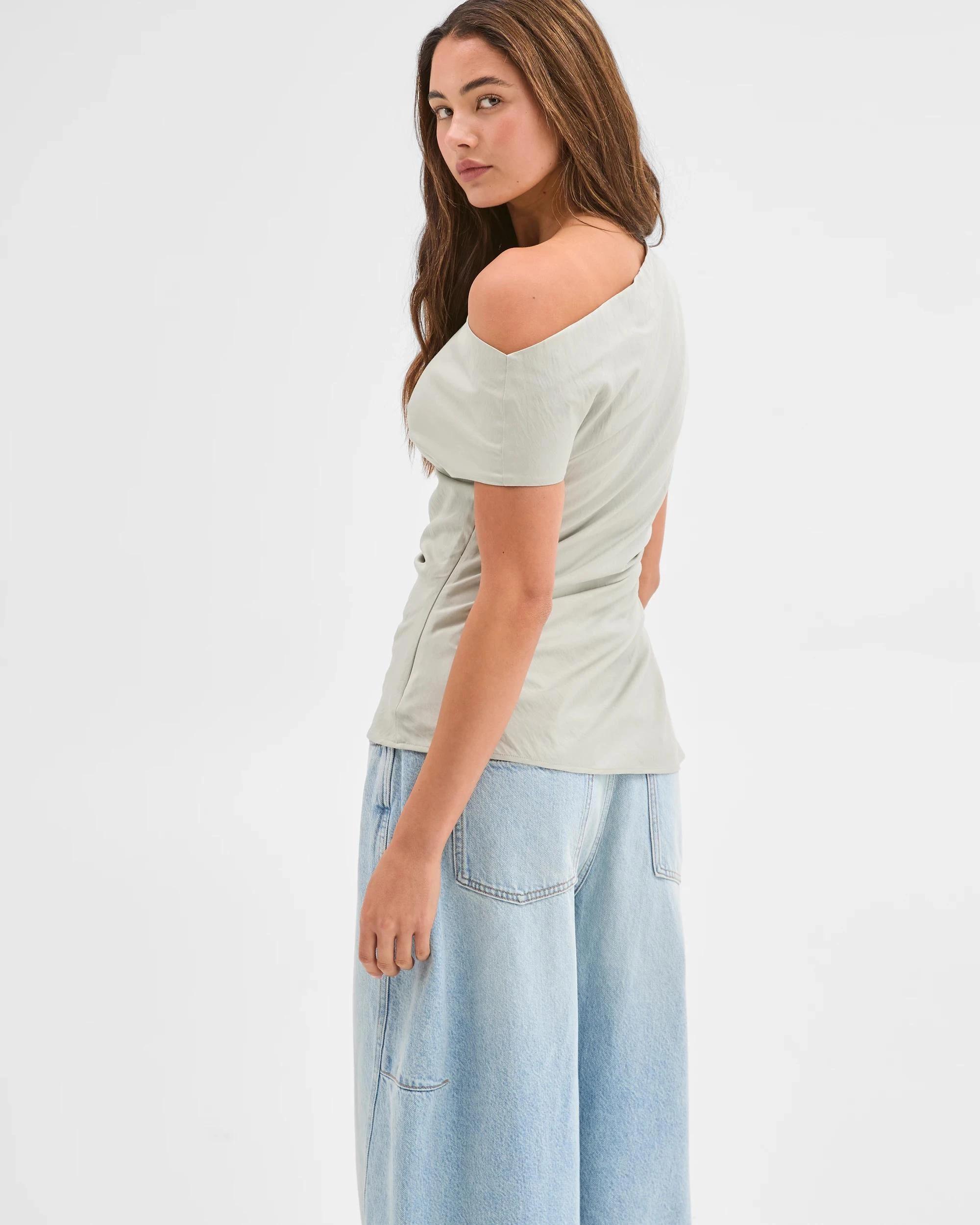 6 Lily Loves Gathered Side Off Shoulder Top SEAFOAM, 6 of 6