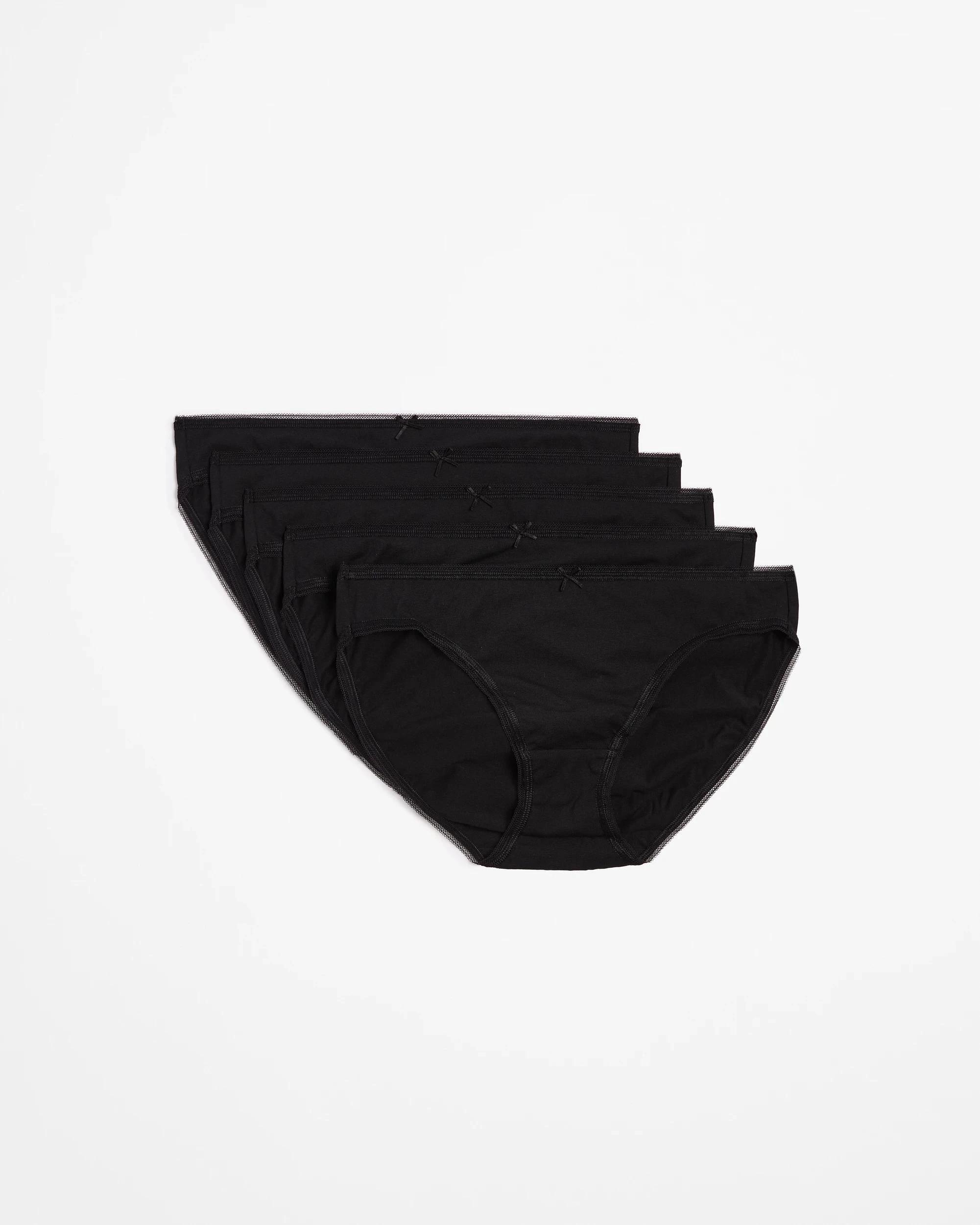 1 Target Woman 5 Pack Cotton/Elastane Midi Briefs BLACK, 1 of 5