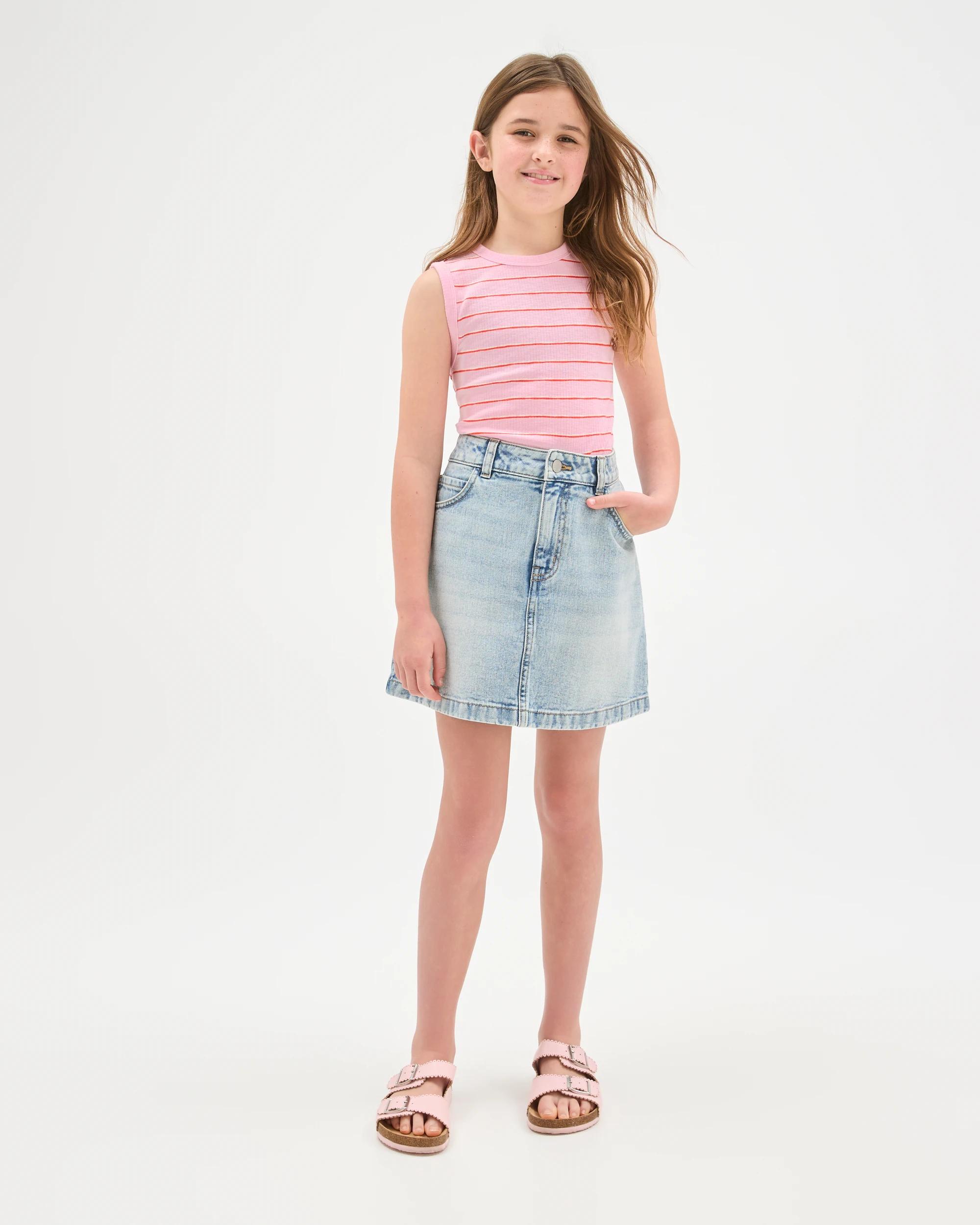 1 Target Kids Essential Sleeveless Relaxed Rib Tank Top STRIPE PINK, 1 of 6